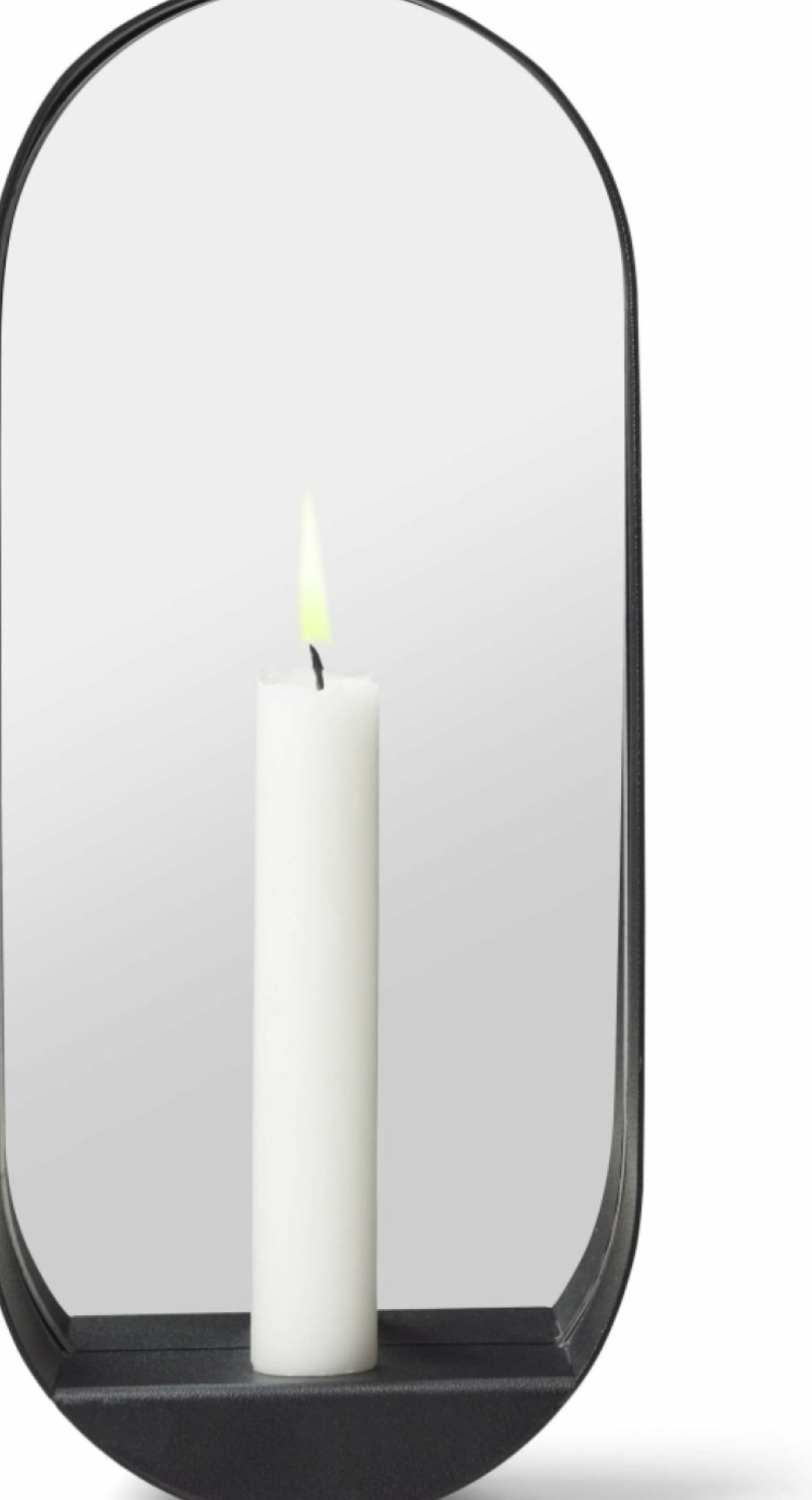 Gejst GLIM Oval Wall Candle Holder Mirror 28cm – Black Steel Hygge