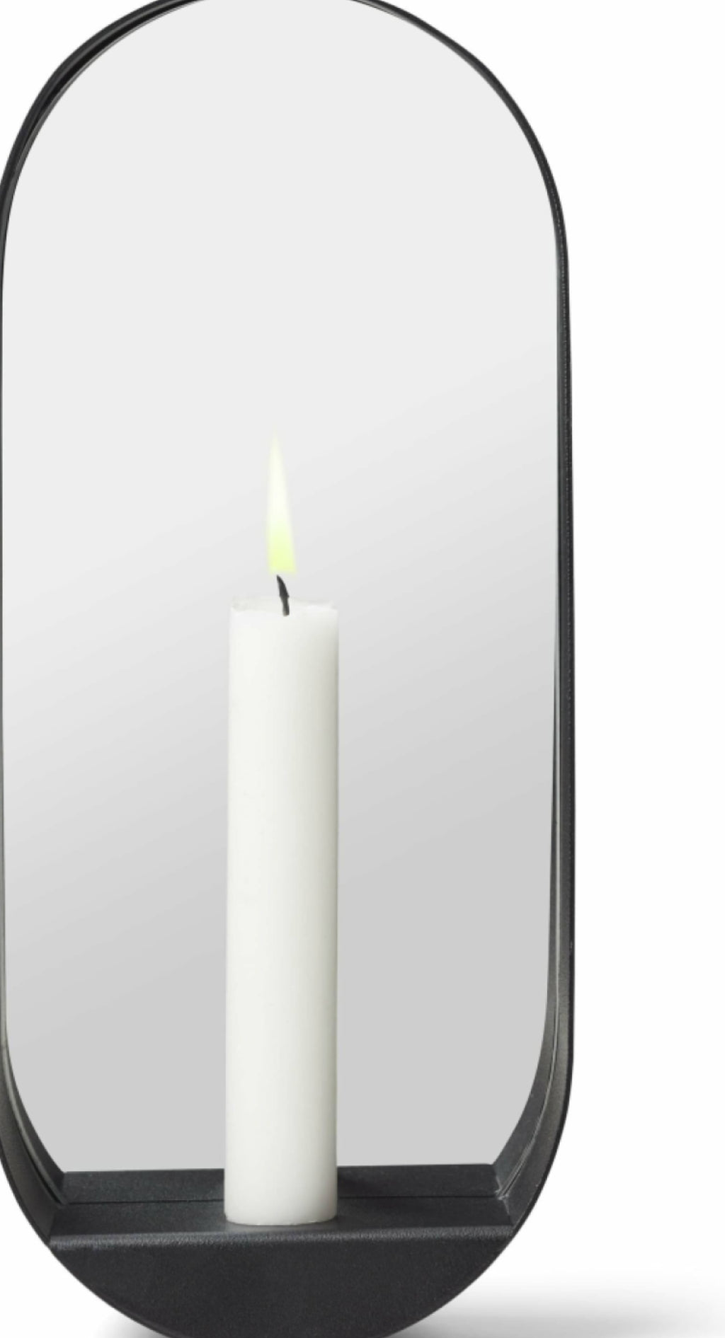 Gejst Glim Oval Wall Candle Holder Mirror 28cm – Black Steel Hygge