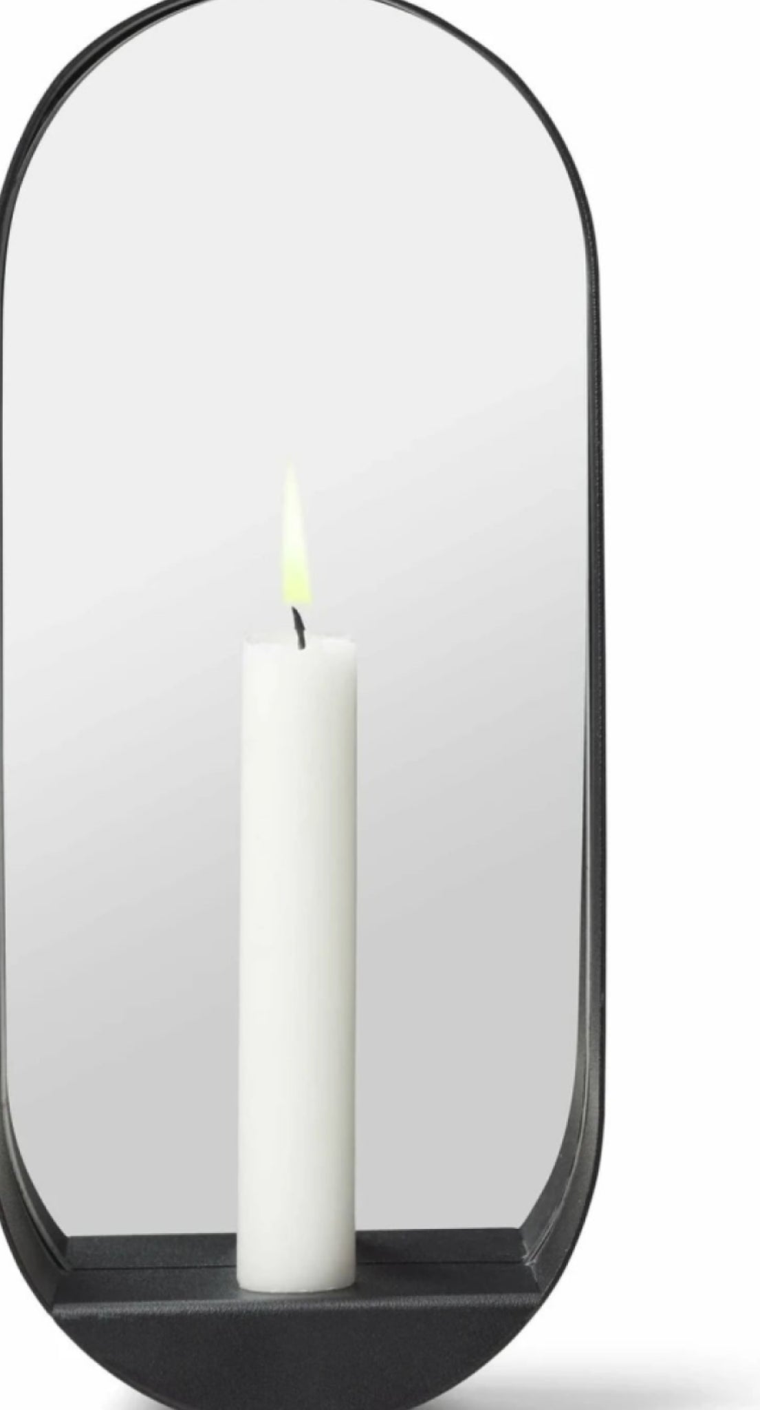 Gejst Glim Oval Wall Candle Holder Mirror 28cm – Black Steel Hygge