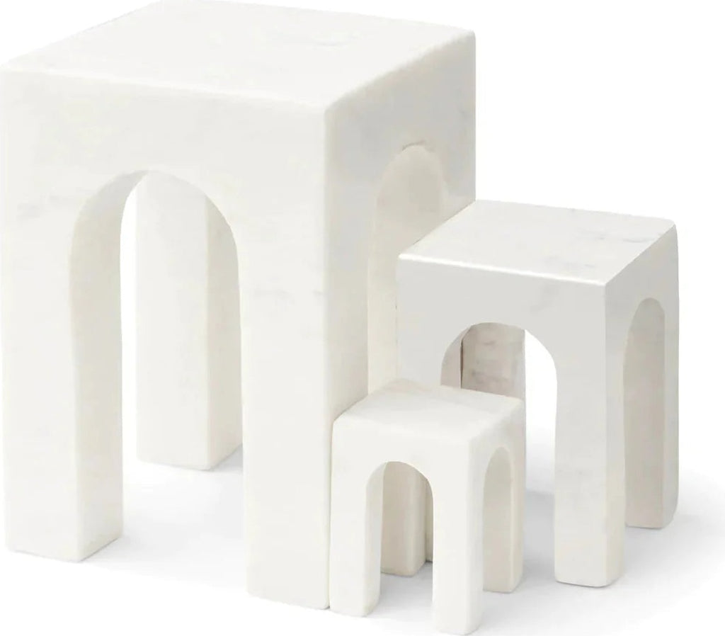 Gejst Arkis Marble Bookends White - 3-piece Sculptural Home Decor