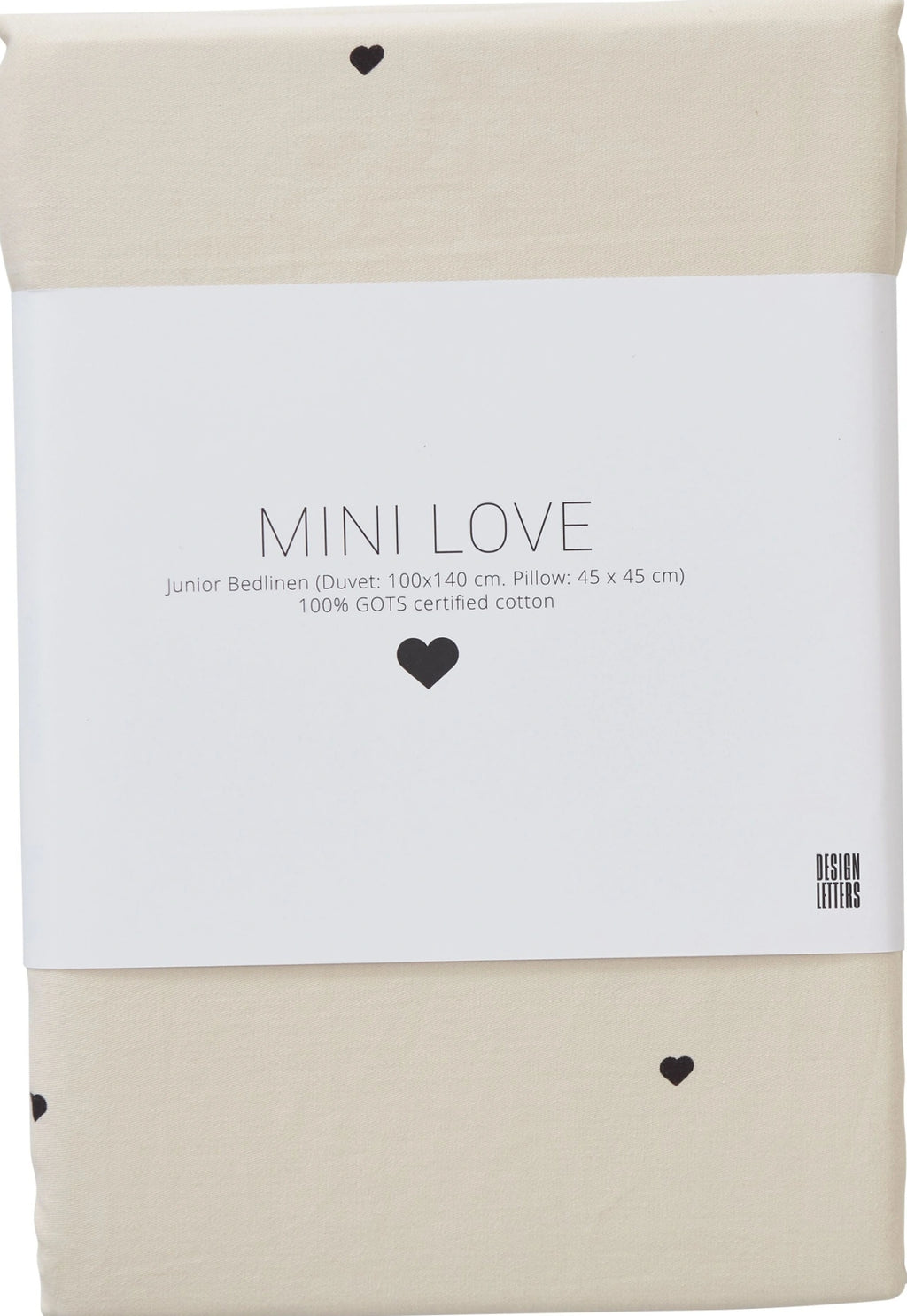 Design Letters Mini Love Junior Pillowcases and Duvet Covers 100x140 cm, beige