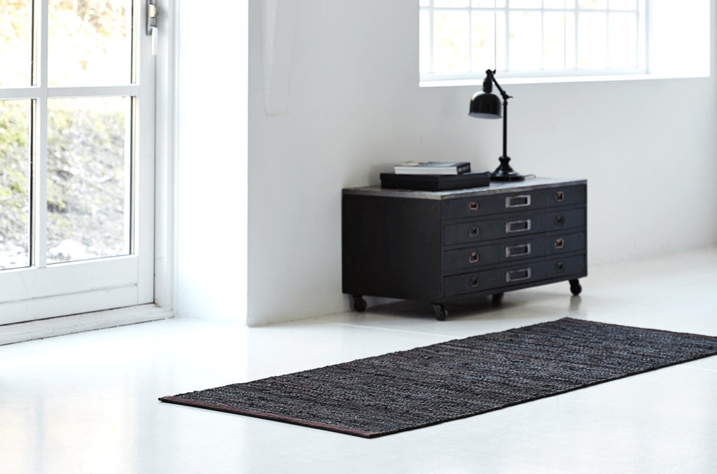 Rug Solid Leather Rug Choco, 75 X 500 Cm