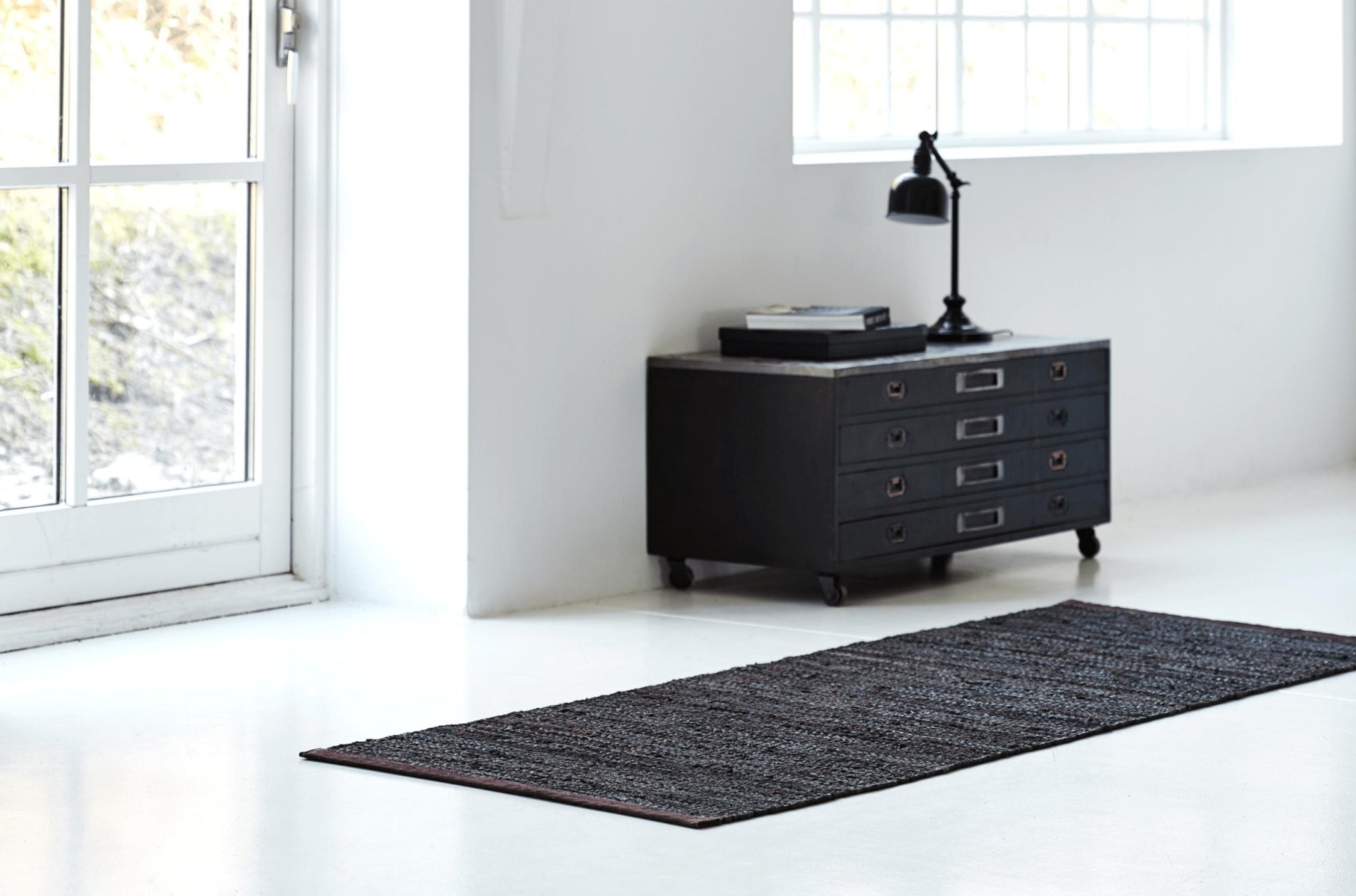 Rug Solid Leather Rug Choco, 75 X 500 Cm