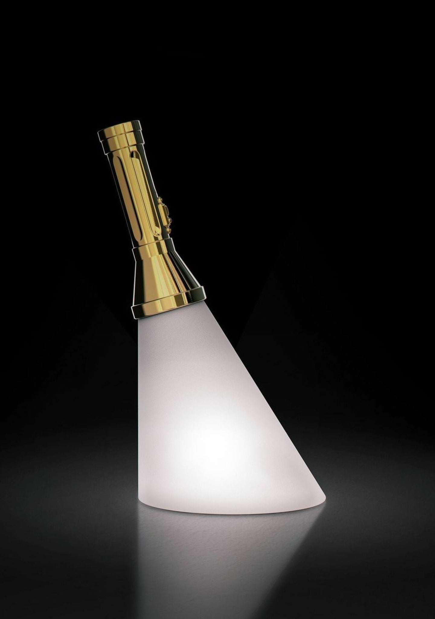 Qeeboo Flash Rechargeable Led Table Lamp Metal Finish H 48 Cm, Gold