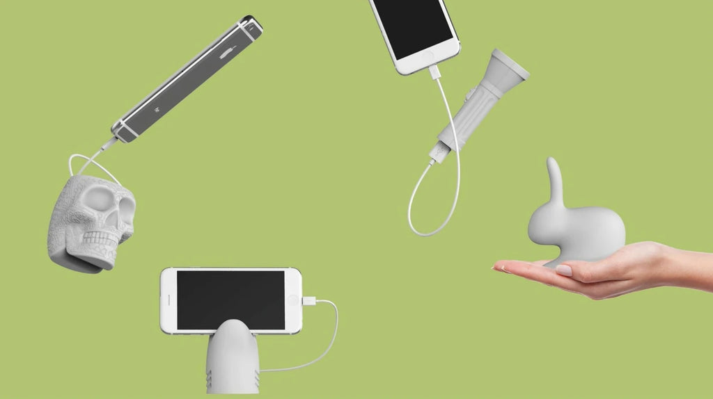 Qeeboo Flash MINI Portable Charger 2600mAh - Compact Grey Power Bank