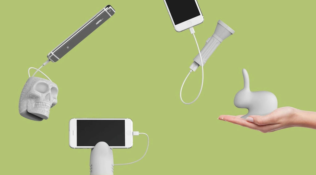 Qeeboo Flash Mini Portable Charger, Grey