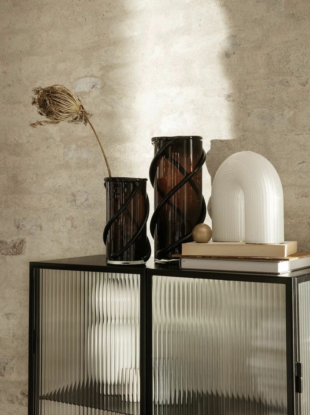 Ferm Living Entwine Vase Small, Dark Amber