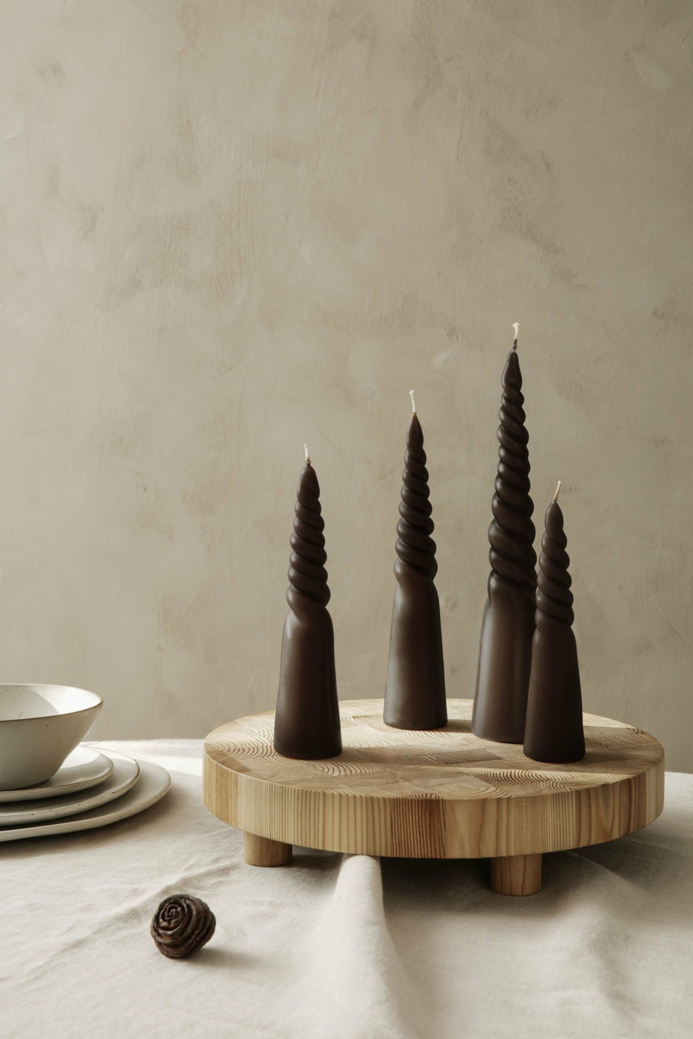 Ferm Living Twisted Candles Set Of 4, Brown