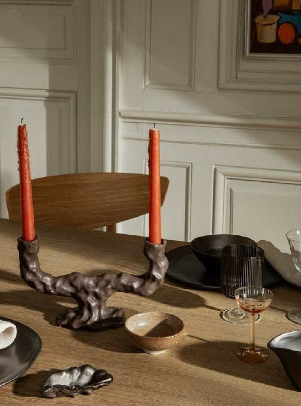 Ferm Living Ditto Candle Holder Double, Dark Brown