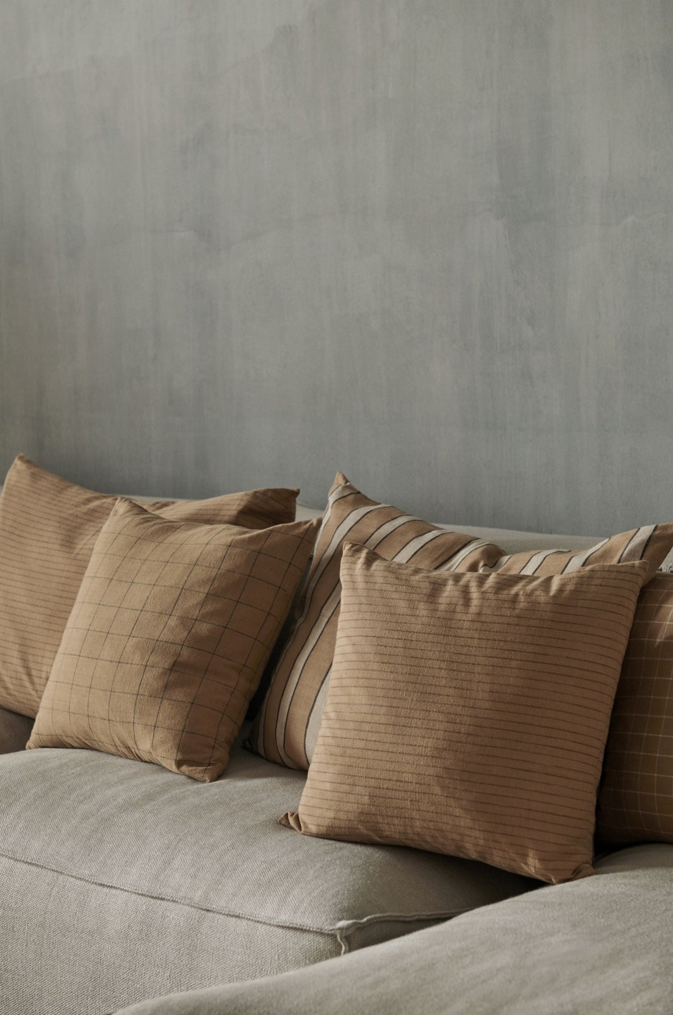 Ferm Living Brown Cotton Cushion Large, Lines