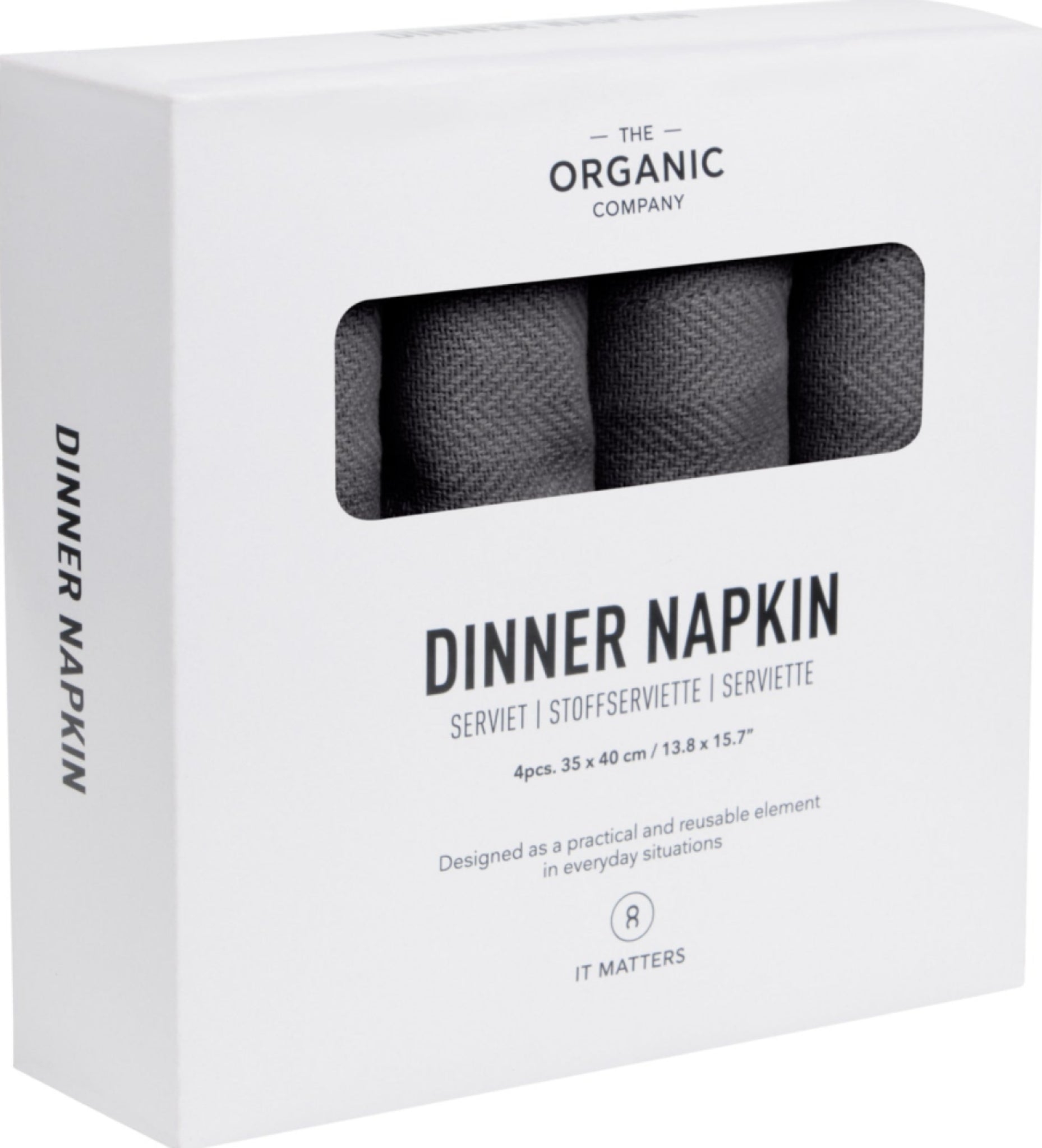 The Organic Company Dinner Napkins, Dark Grey