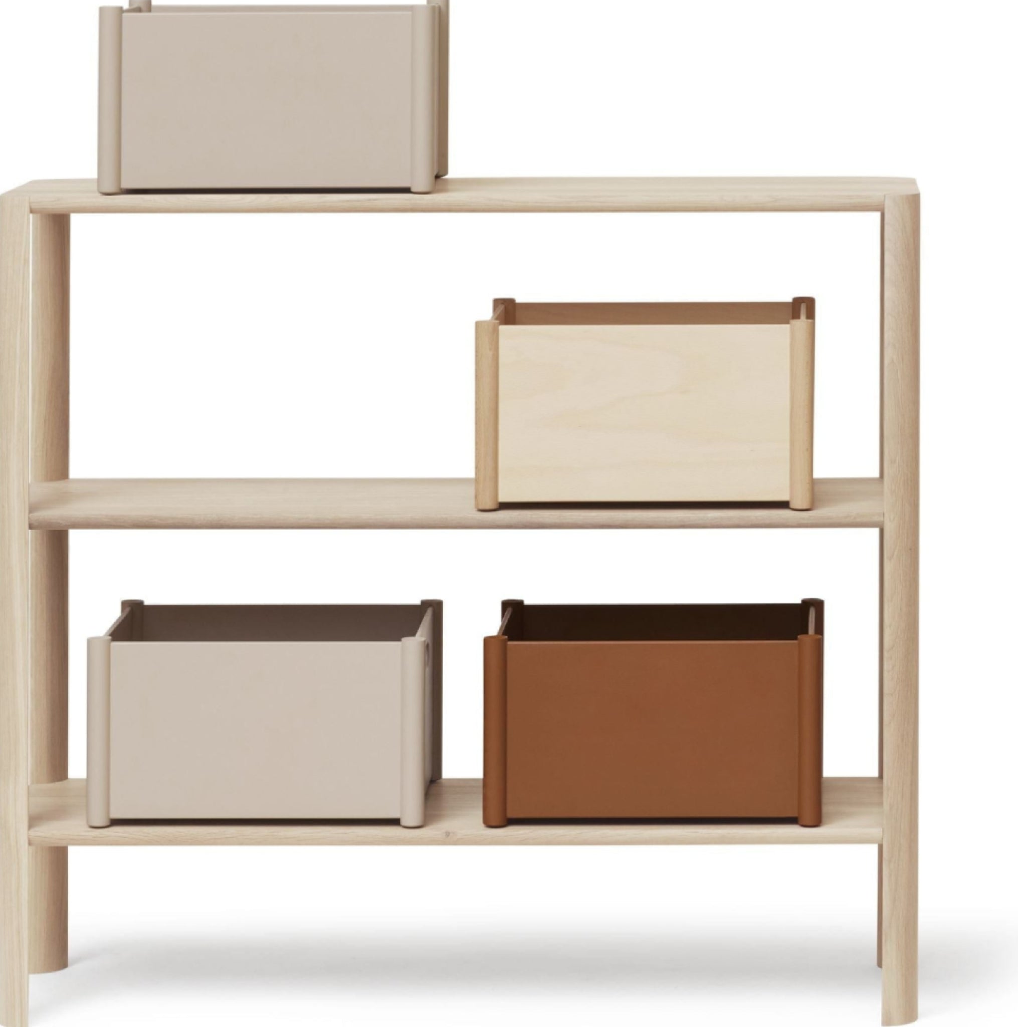 Form & Refine Leaf Shelf 1x3 — White Oiled Oak 100×30×92 Cm Room Divider