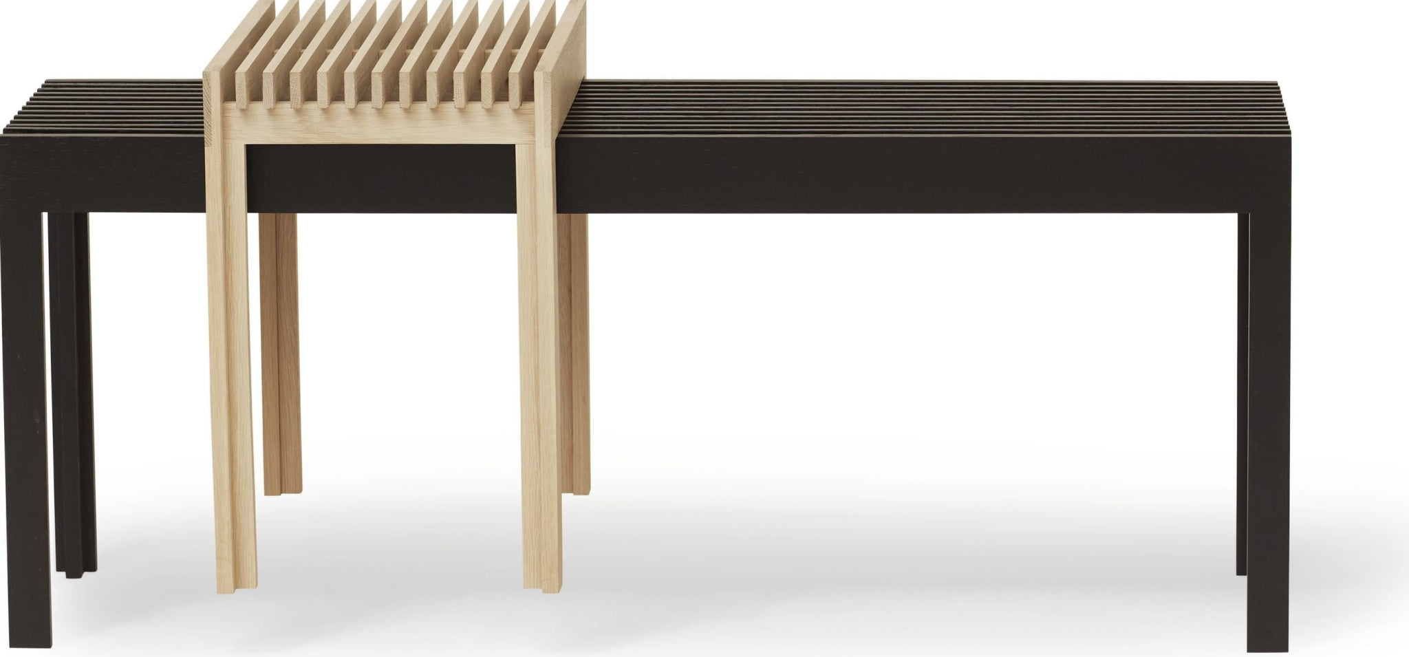 Form & Refine Lightweight Bench. Black Stained Oak