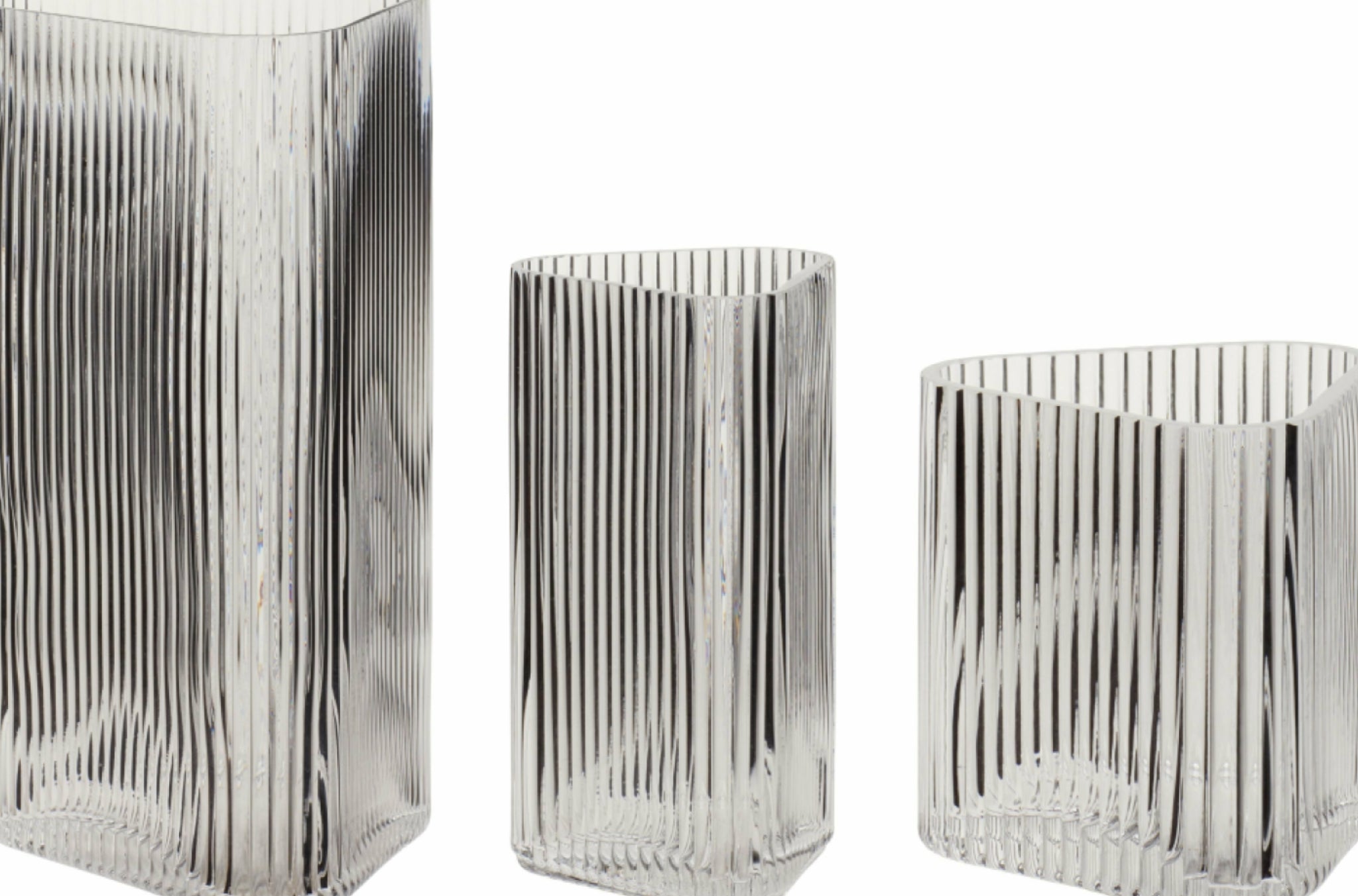 Hübsch Elements Clear Glass Vase Set of 3 - Stylish Handmade Decor