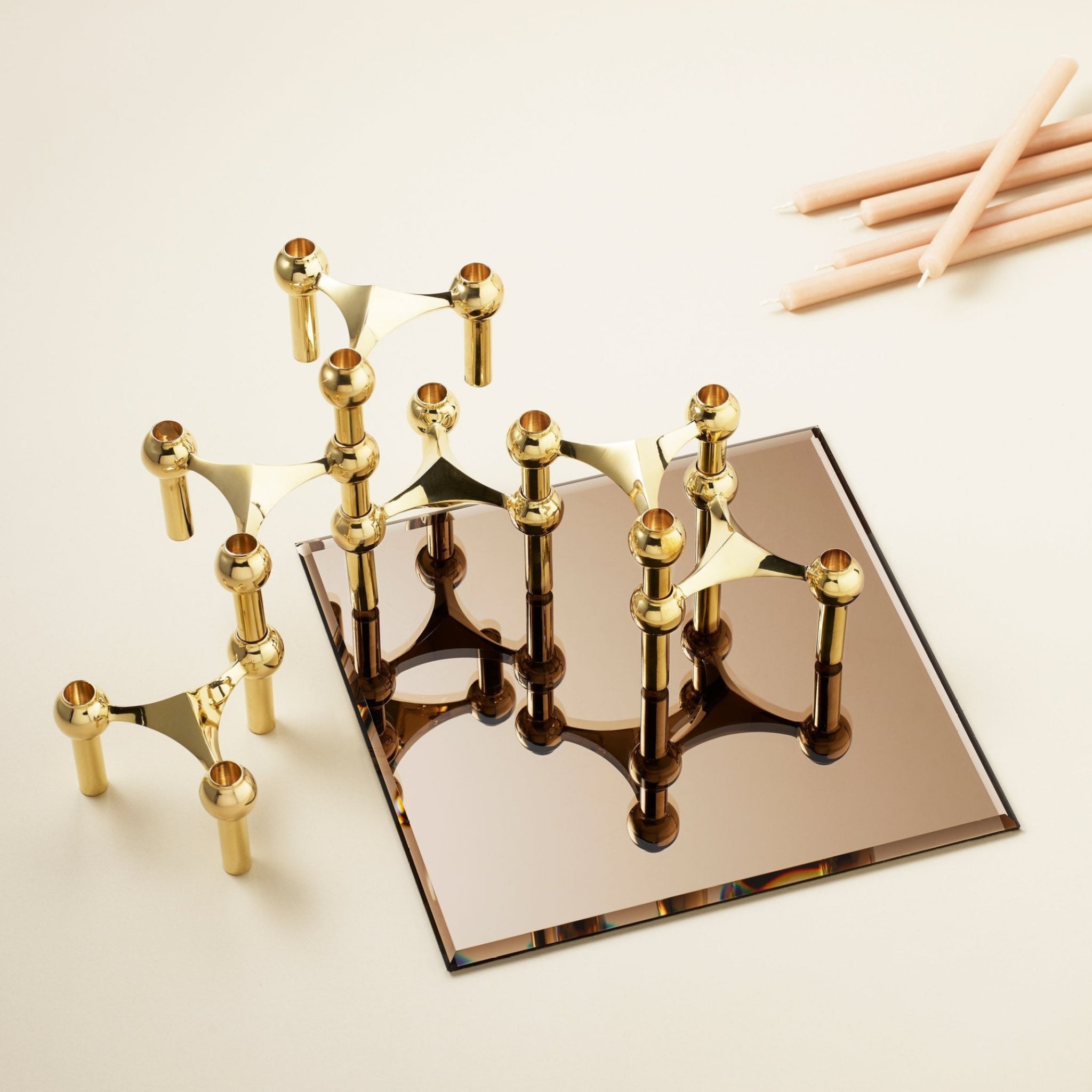 STOFF Nagel Glass Top in Smoked Brown - Elegant Square Candle Plate