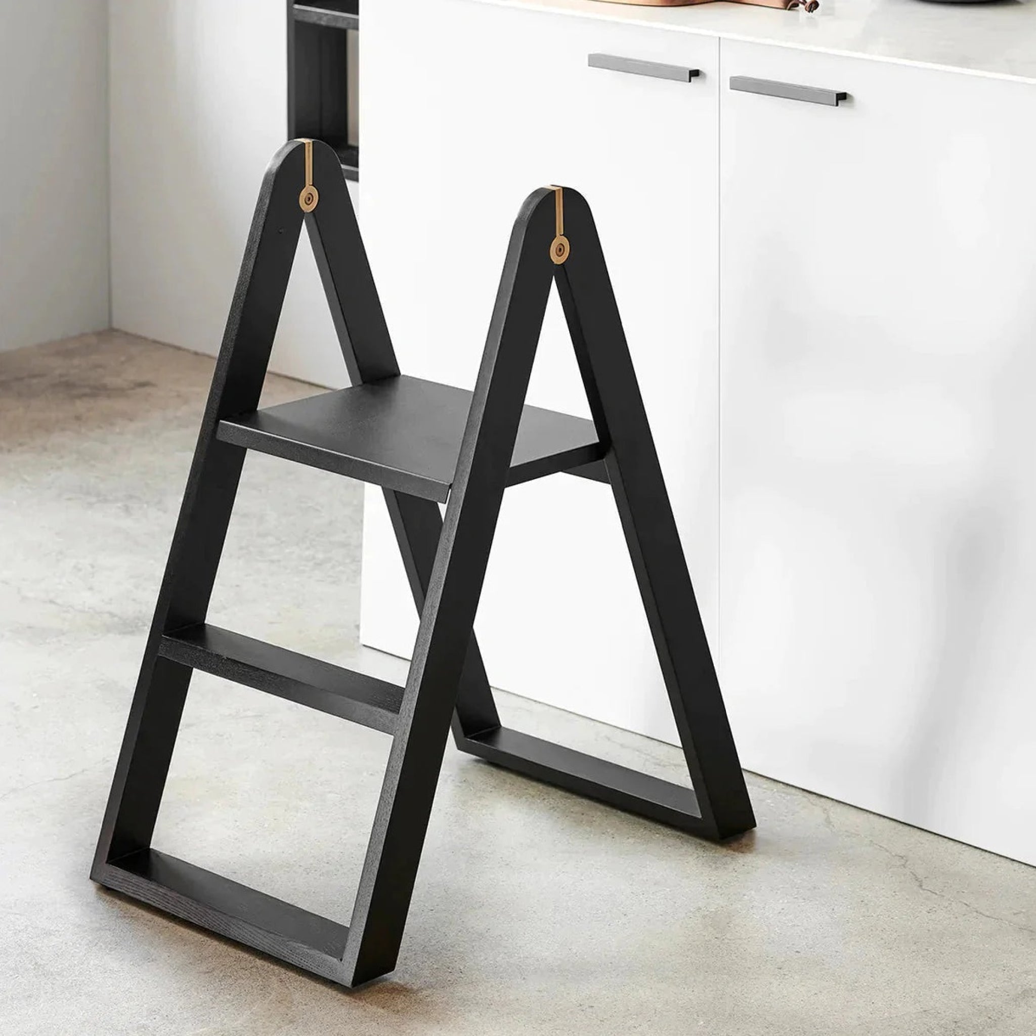 Gejst Reech Folding Stepladder - Black, Wall-mountable Compact Ladder