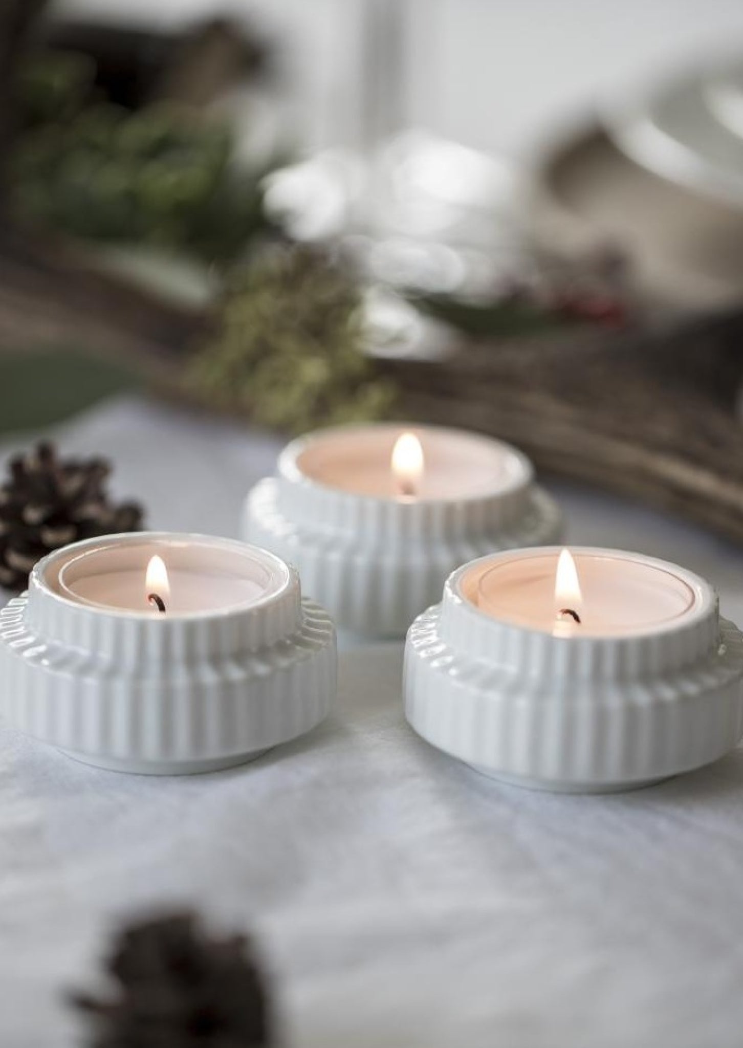 Lyngby Tealight Holder White 2pcs. 6,5 Cm