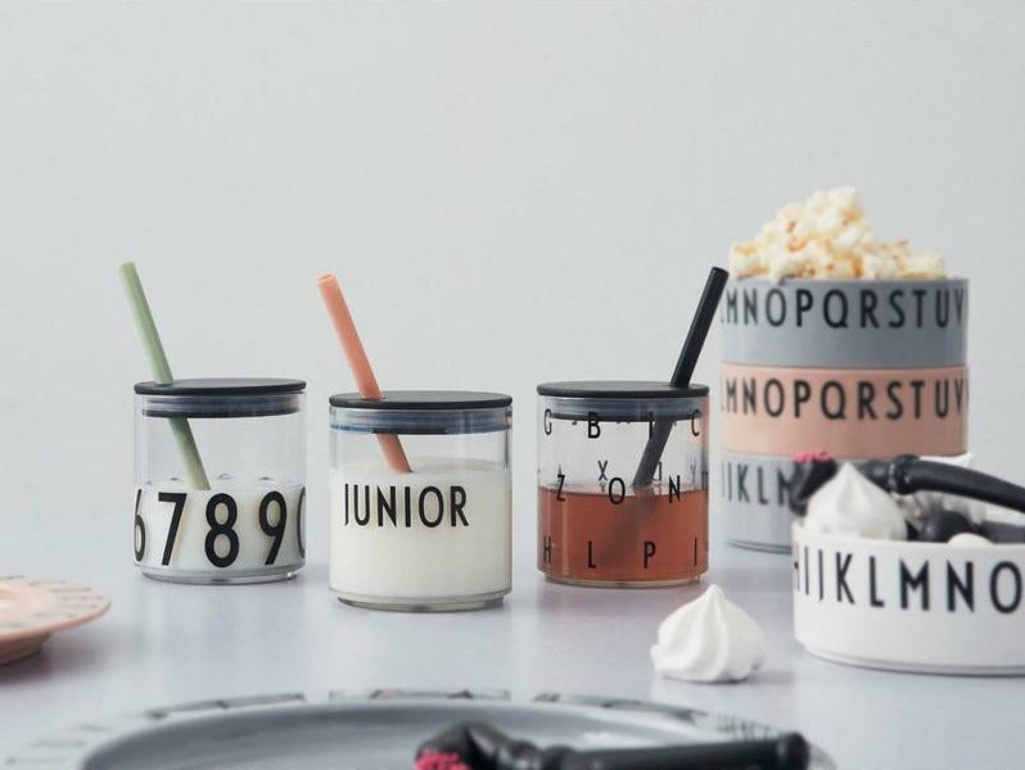 Design Letters Lid with Straw (for Tritan), Nude