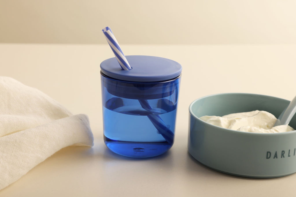 Design Letters Straw Lid for Ecozen Cups and Drinking Glasses, Blue