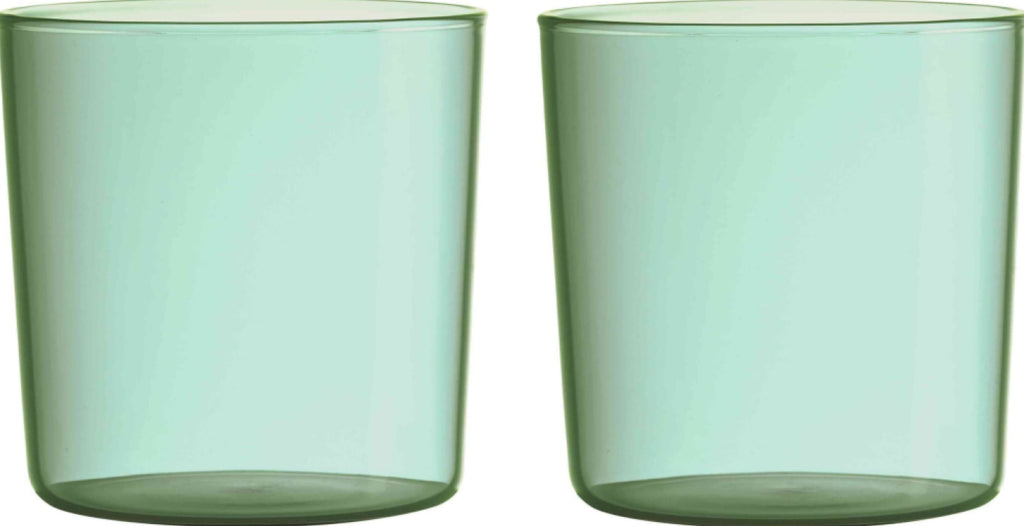 Design Letters Kids Colored Eco Drinking Glass Set of 2, Green