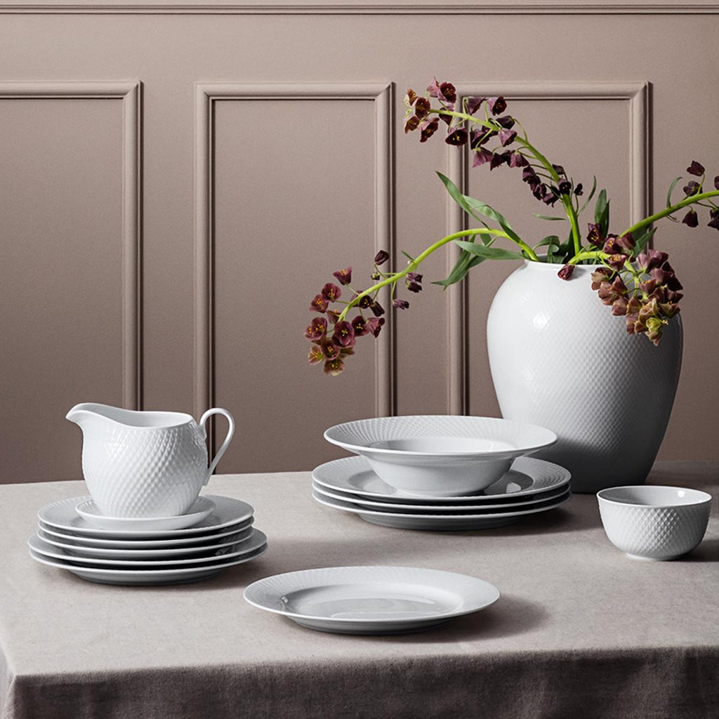 Lyngby Rhombe Plate Ø23cm, White