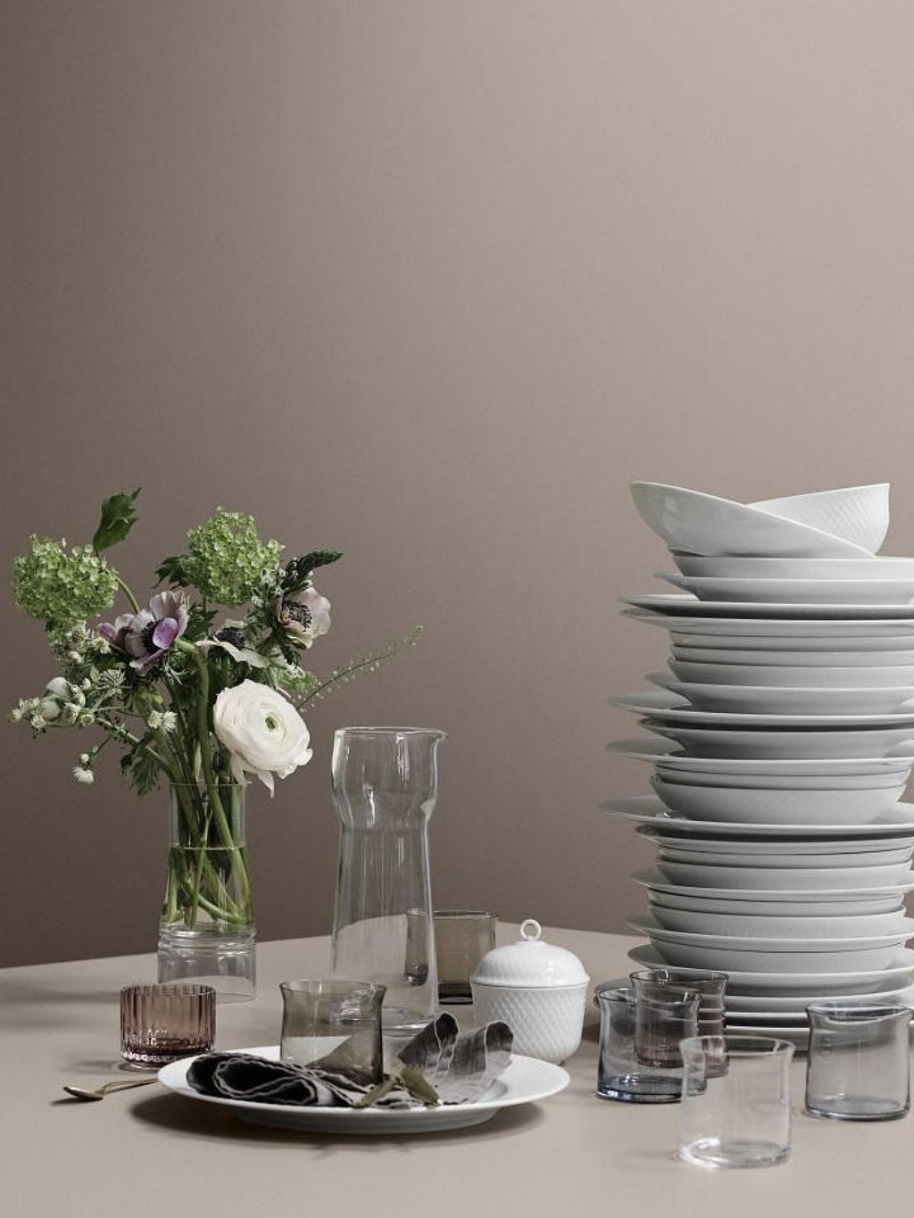 Lyngby Rhombe sugar bowl white, 8,5cm