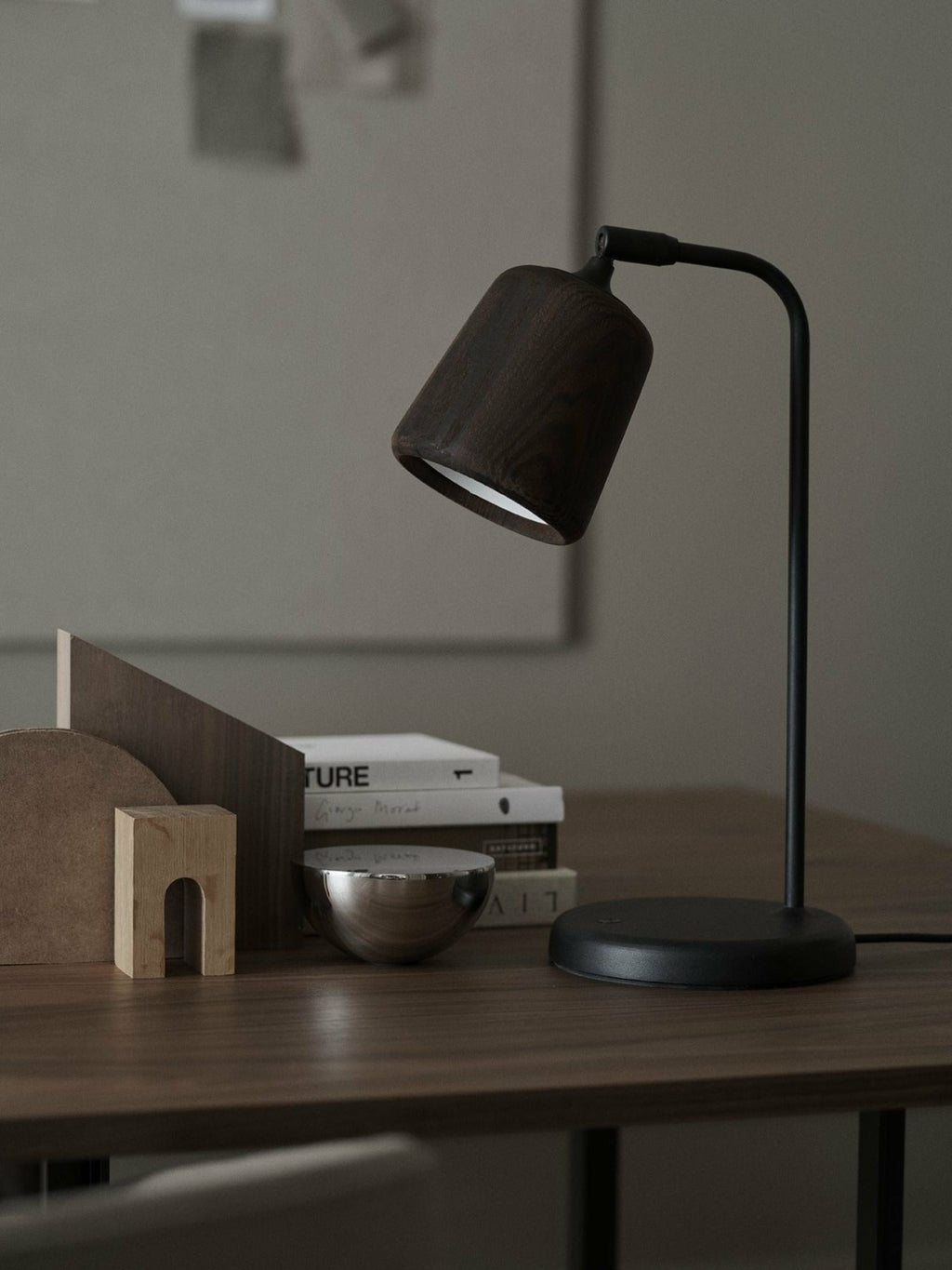 New Works Material Table Lamp, Smoked Oak