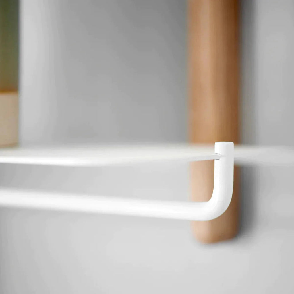 Gejst NIVO Shelf Rail White - 64.8cm Wall Bar with Hooks for Kitchen/Bath