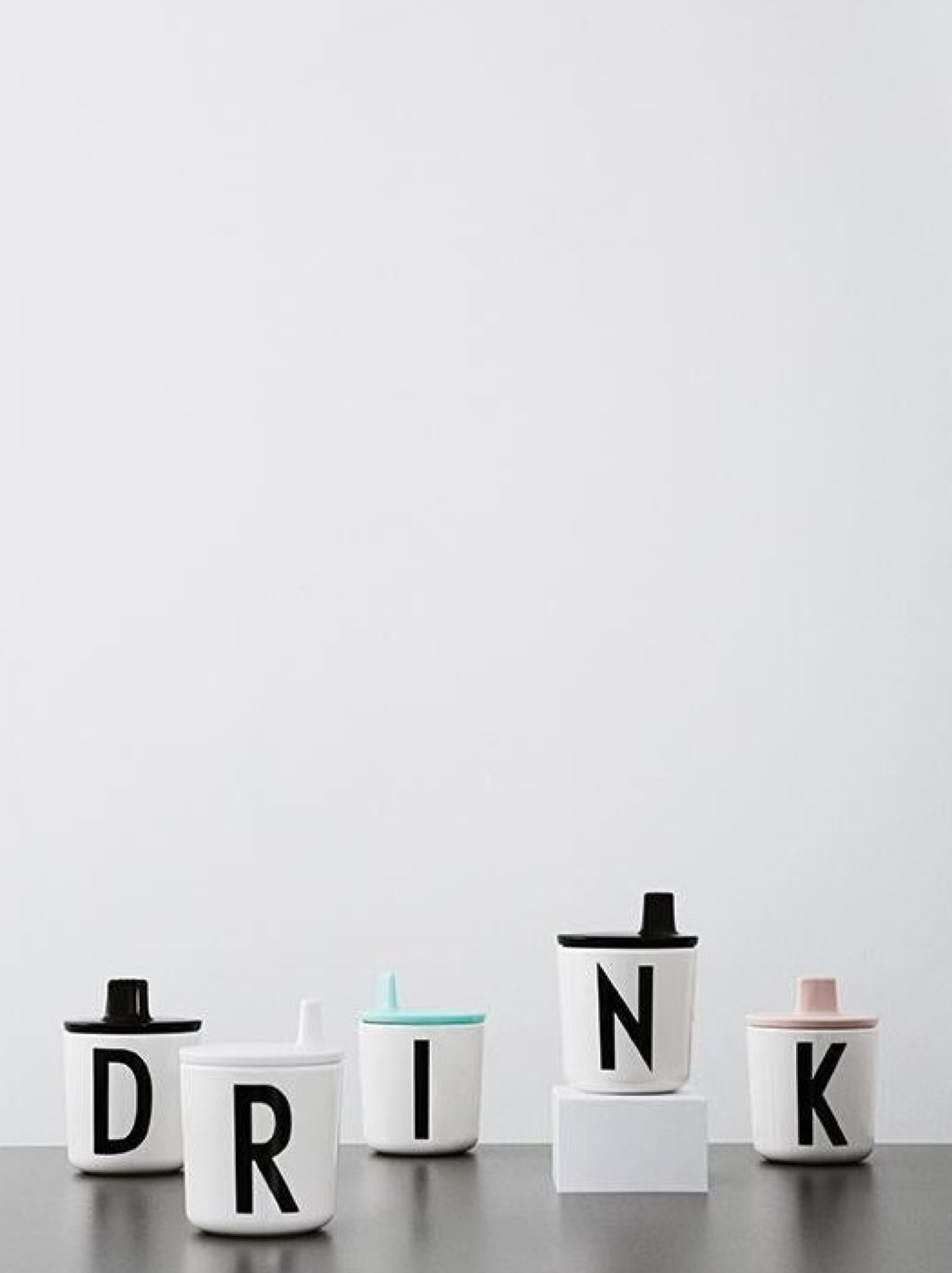 Design Letters Drinking Lid for ABC Melamine Cups, White