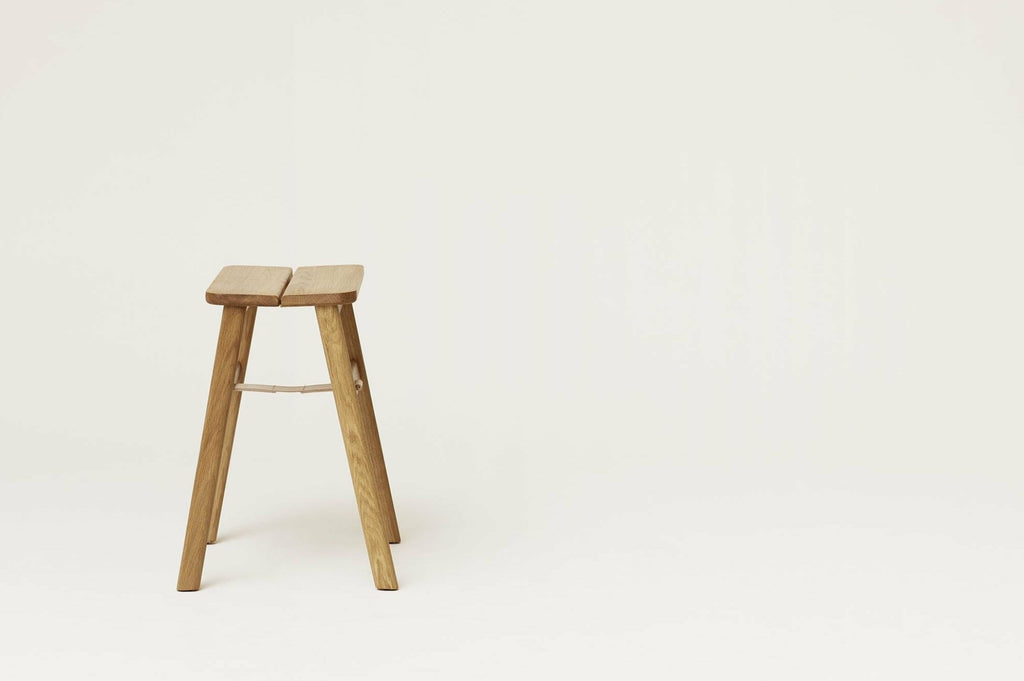 Form & Refine Angle Foldable Stool — Solid Oak, Leather Band & Brass Hook