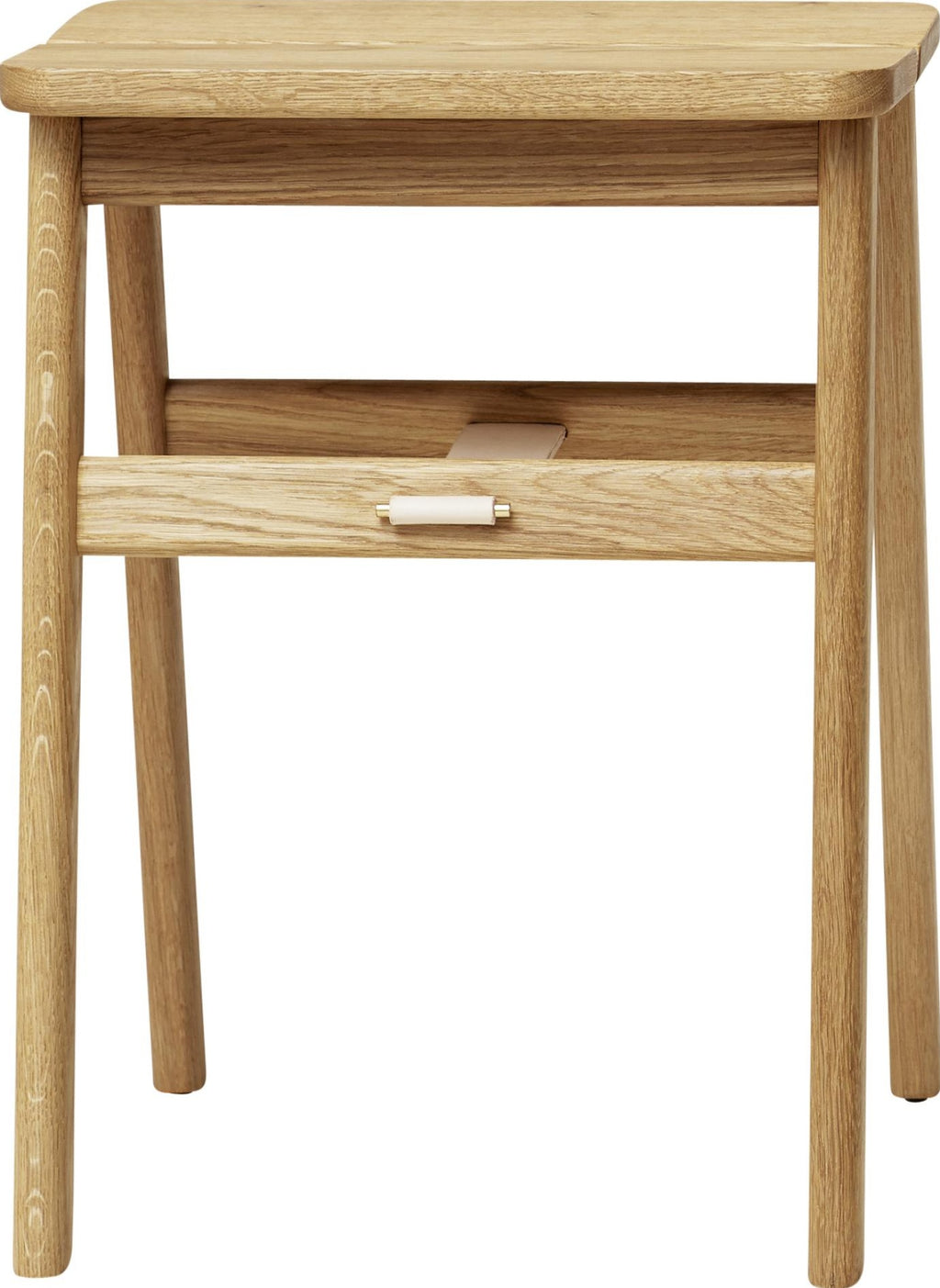 Form & Refine Angle Foldable Stool — Solid Oak, Leather Band & Brass Hook