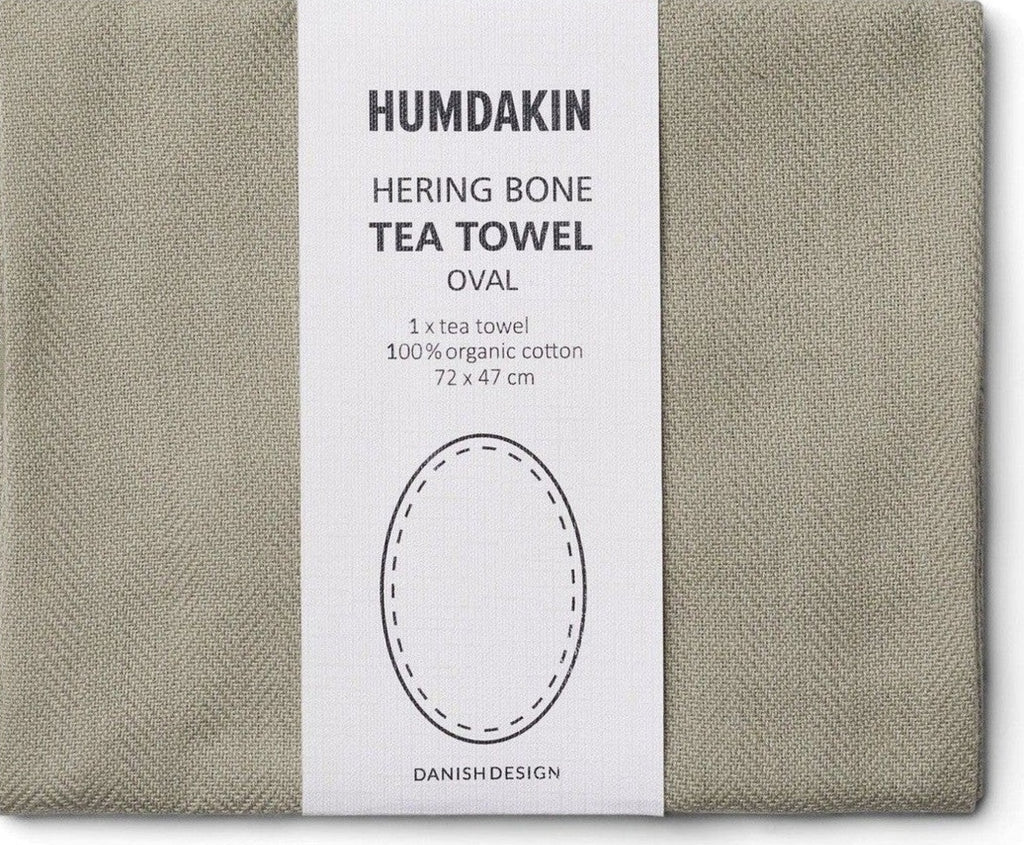 Humdakin Herring Bone Oval Tea Towel, Oak