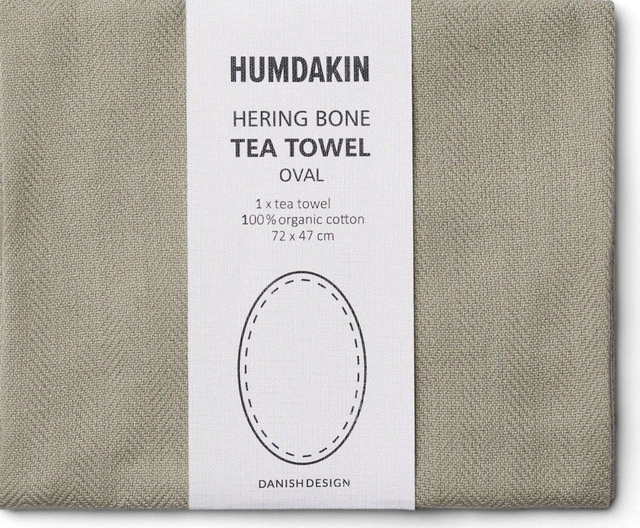 Humdakin Herring Bone Oval Tea Towel, Oak