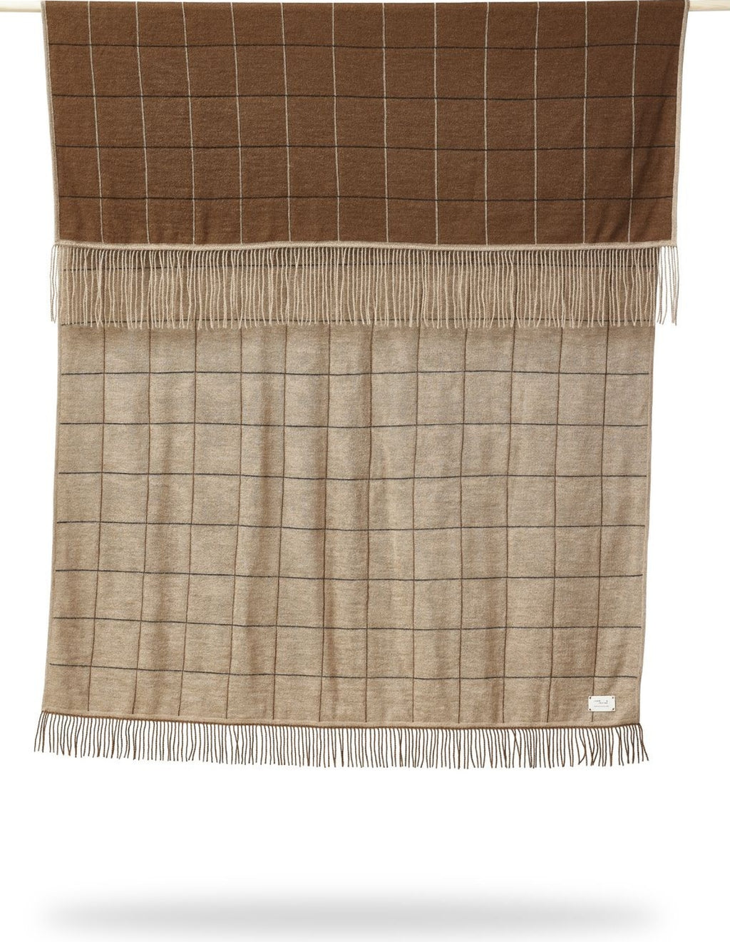 Form & Refine Aymara 100% Alpaca Blanket - Hand-knit Undyed Brown 130cm