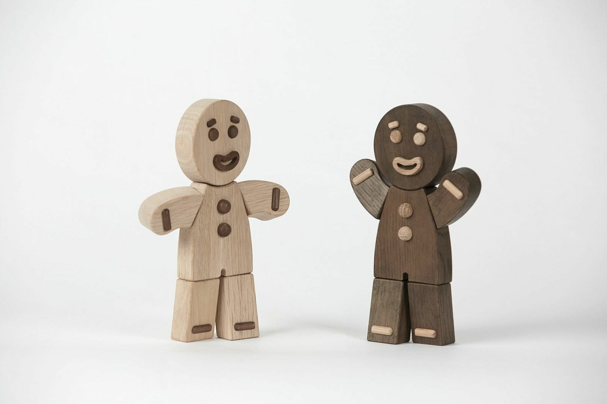 Boyhood Gingerbread Man wooden figure, stained oak, large