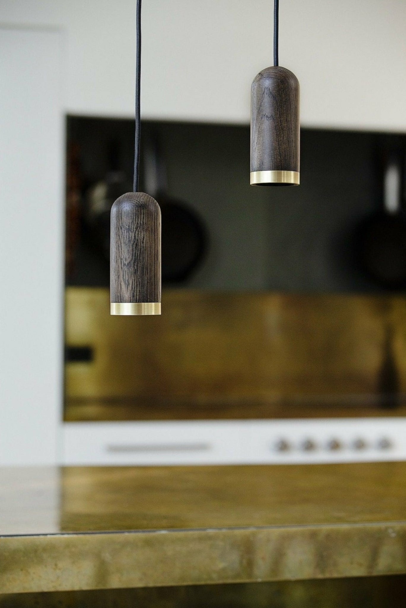 Spring Copenhagen Cylinder Pendant Lamp, Stained Oak