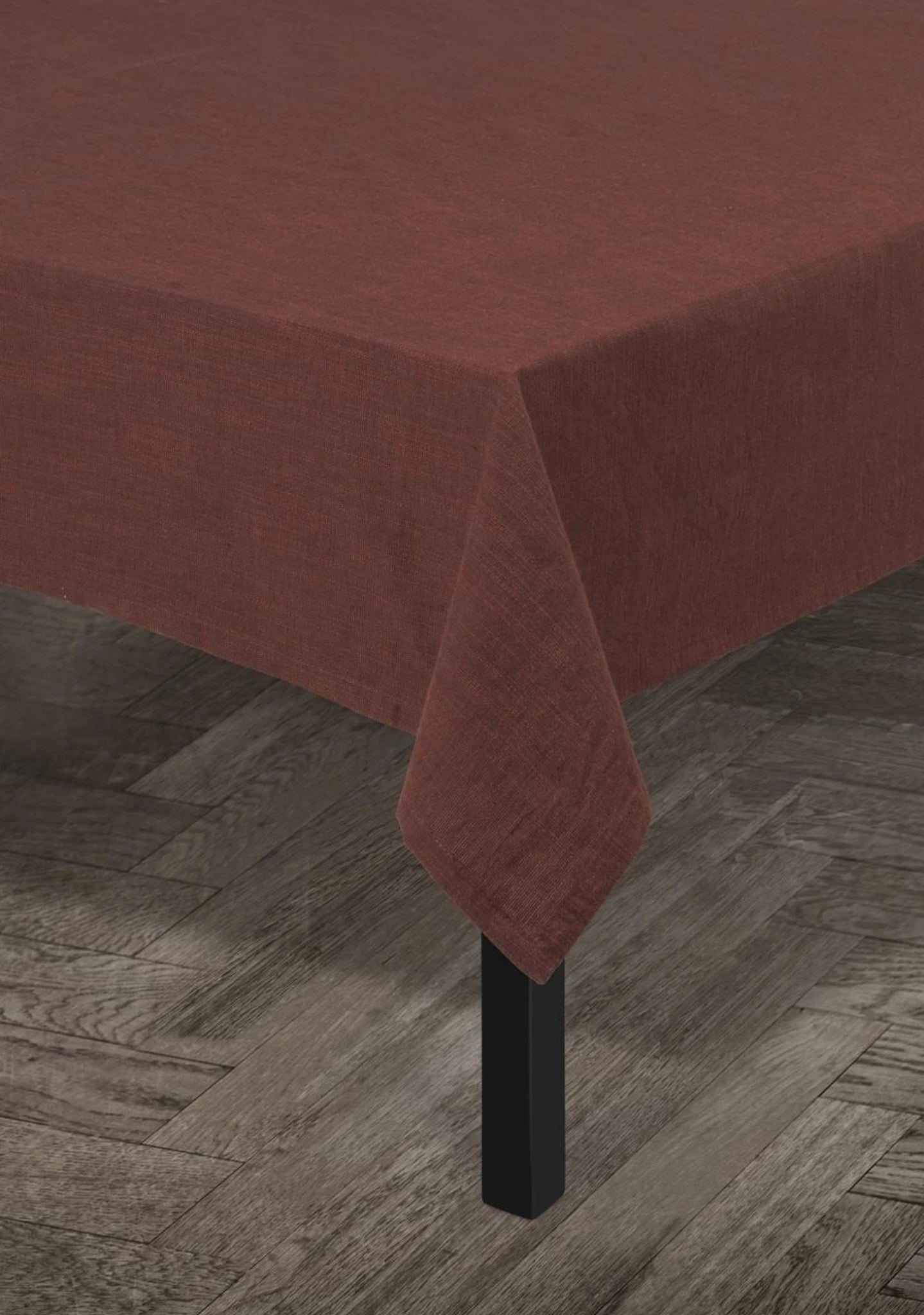 Juna Basic Cotton Tablecloth Chocolate, 150x320 Cm