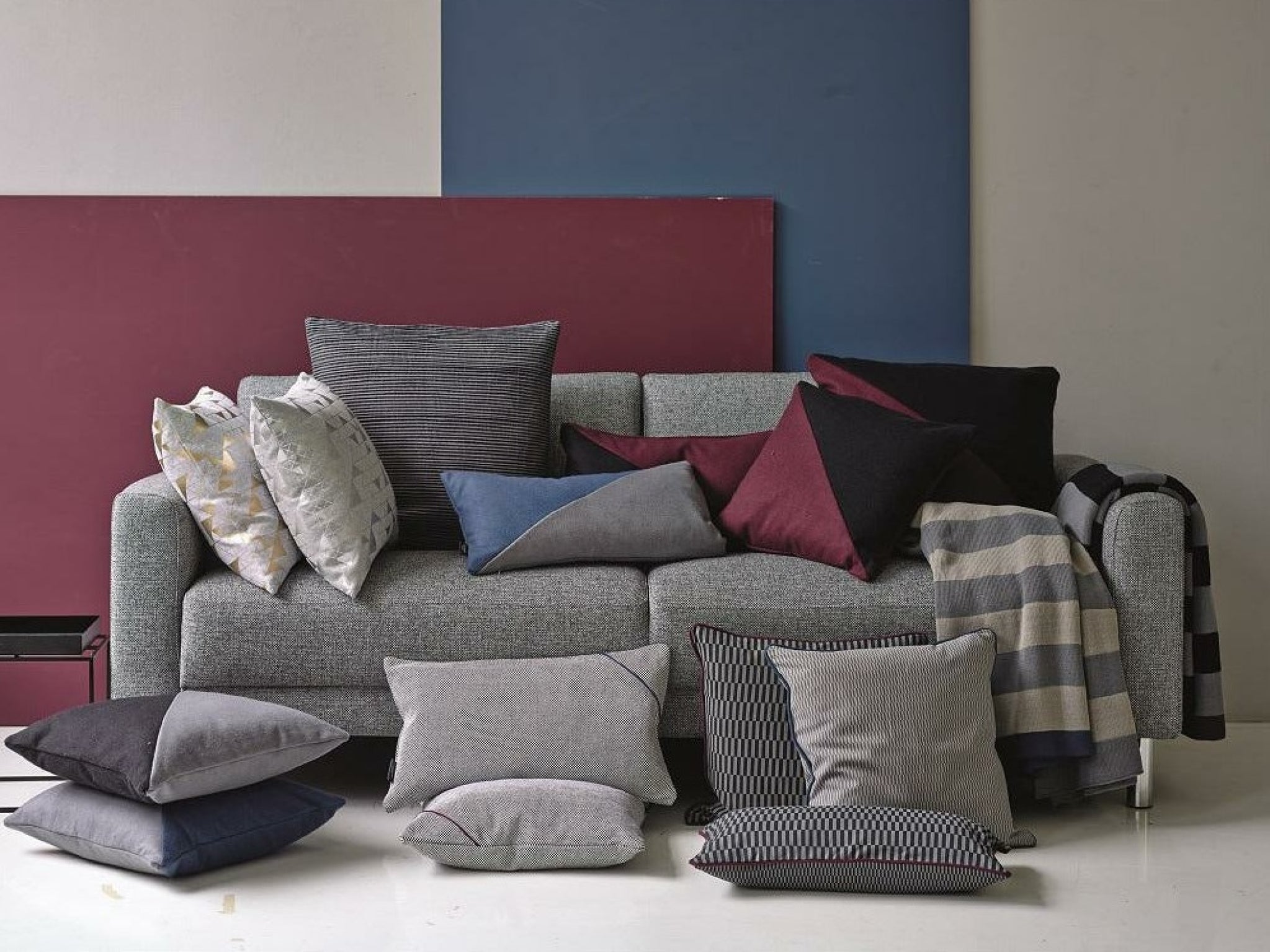 Juna Percale cushion covers grey, 60x63 cm