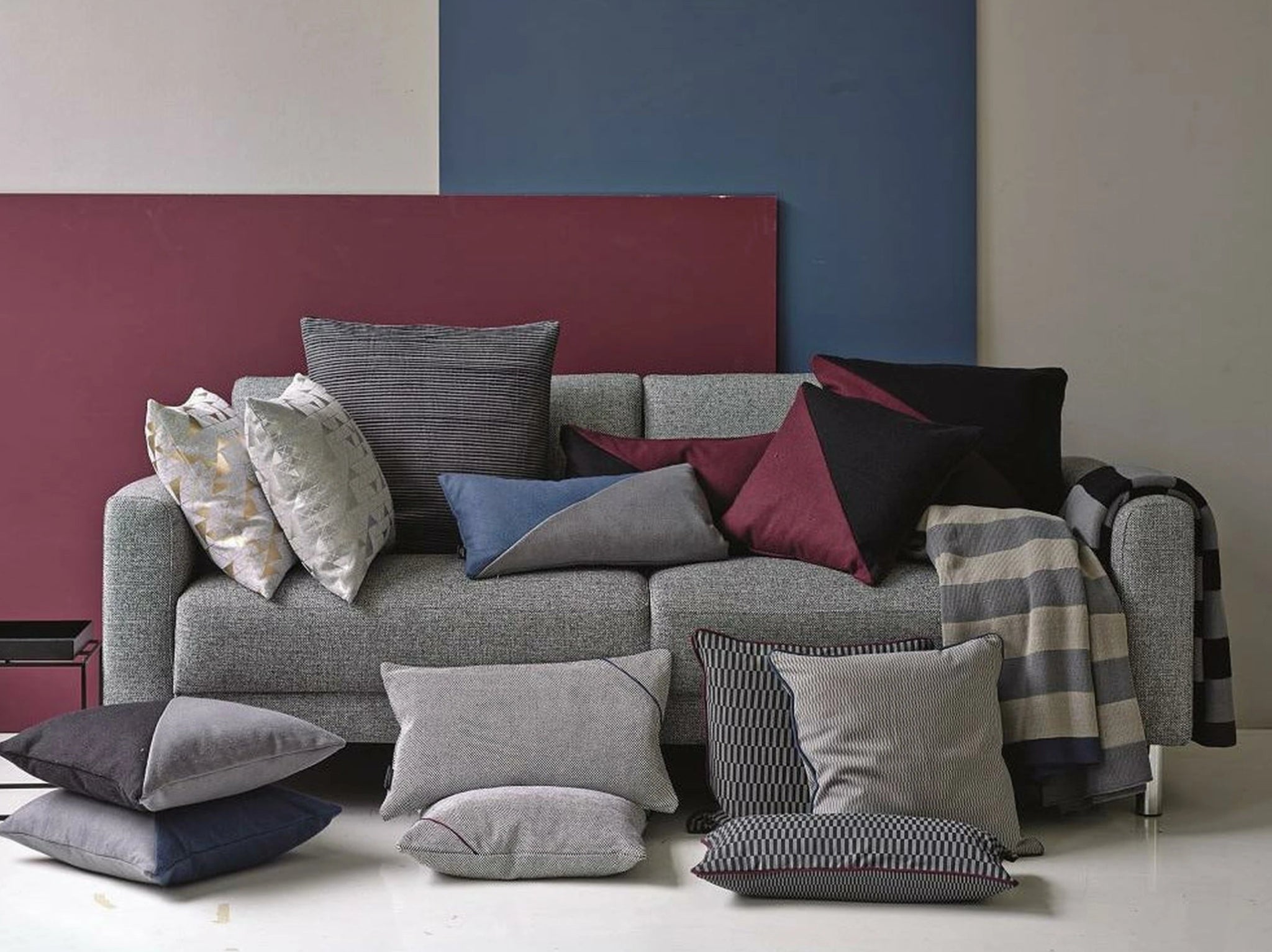 Juna Percale cushion covers grey, 60x63 cm