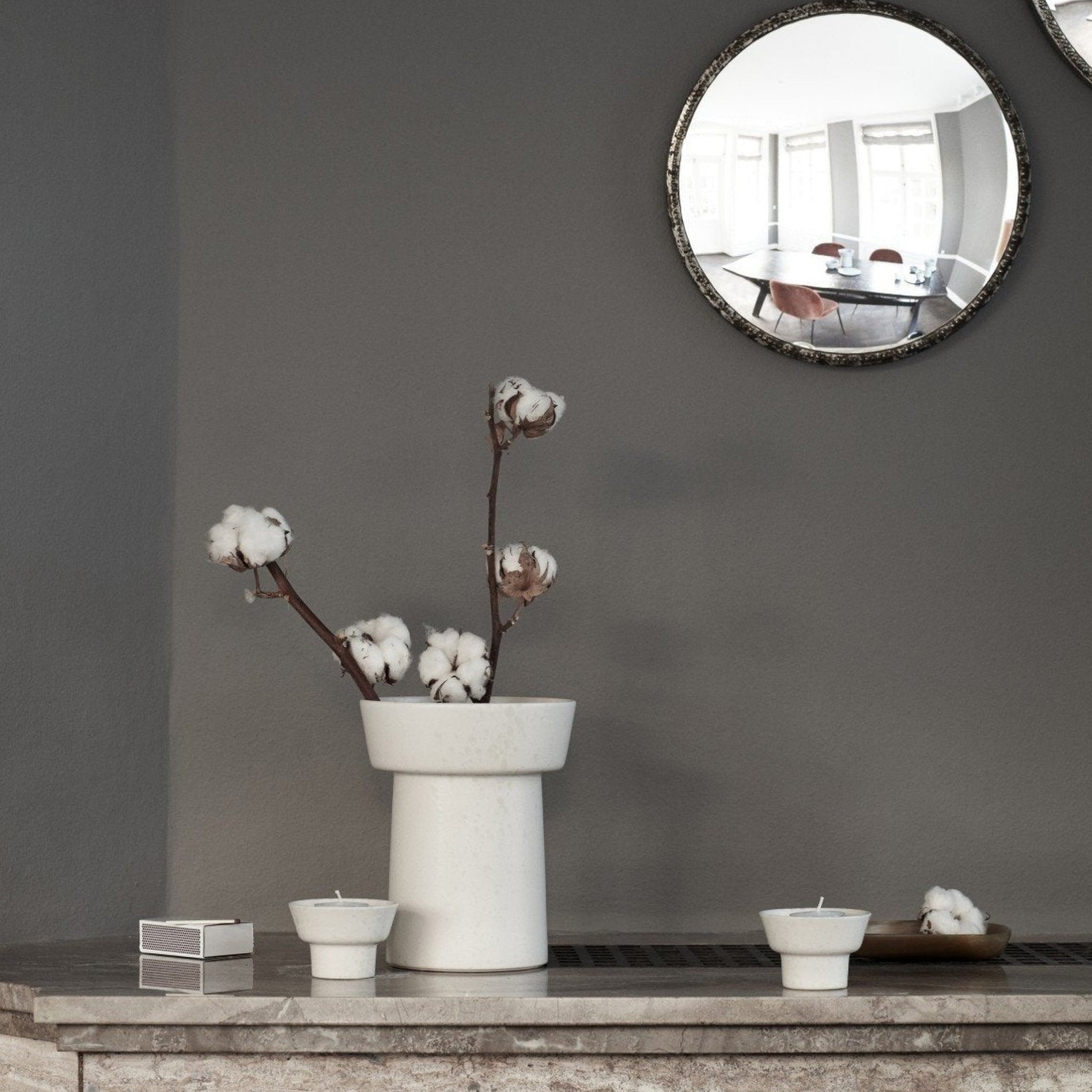 Kähler Ombria Block Candle Holder, Slate Grey