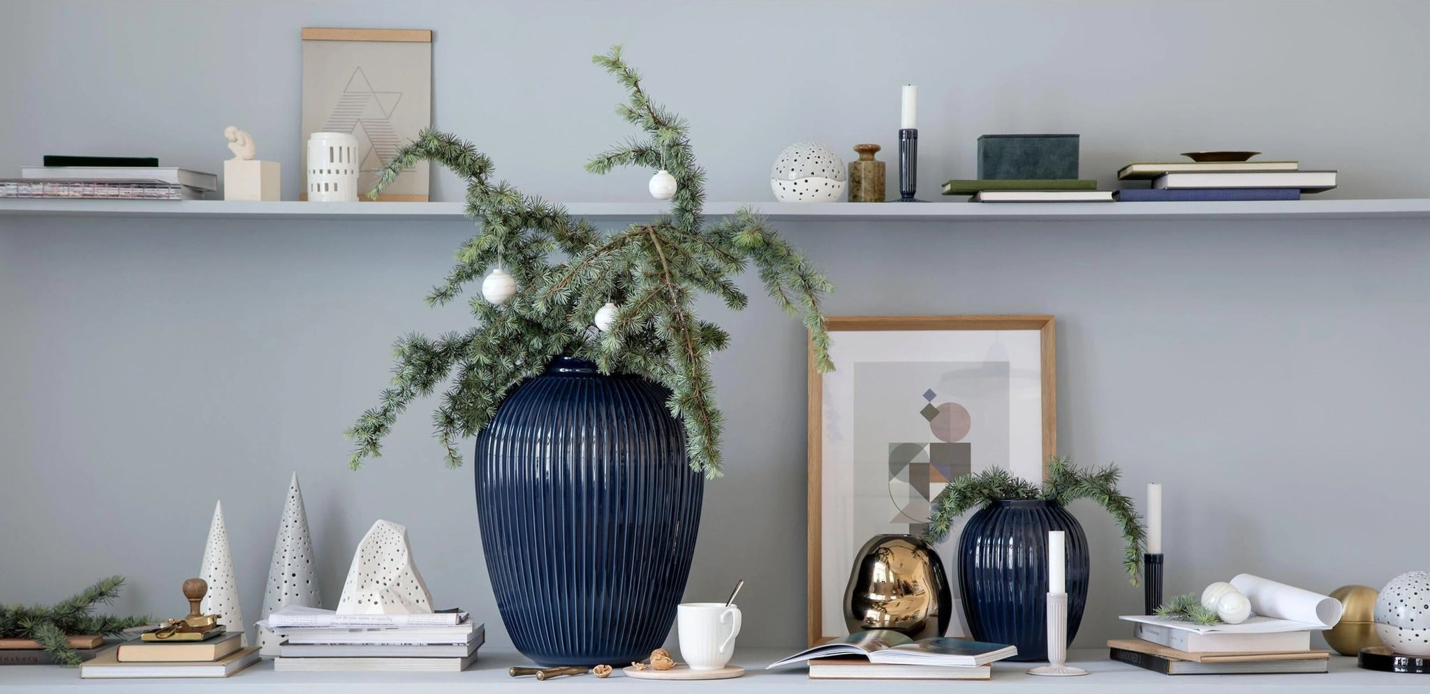 Kähler Hammershøi Candle Holds Indigo Medium, H160 Mm