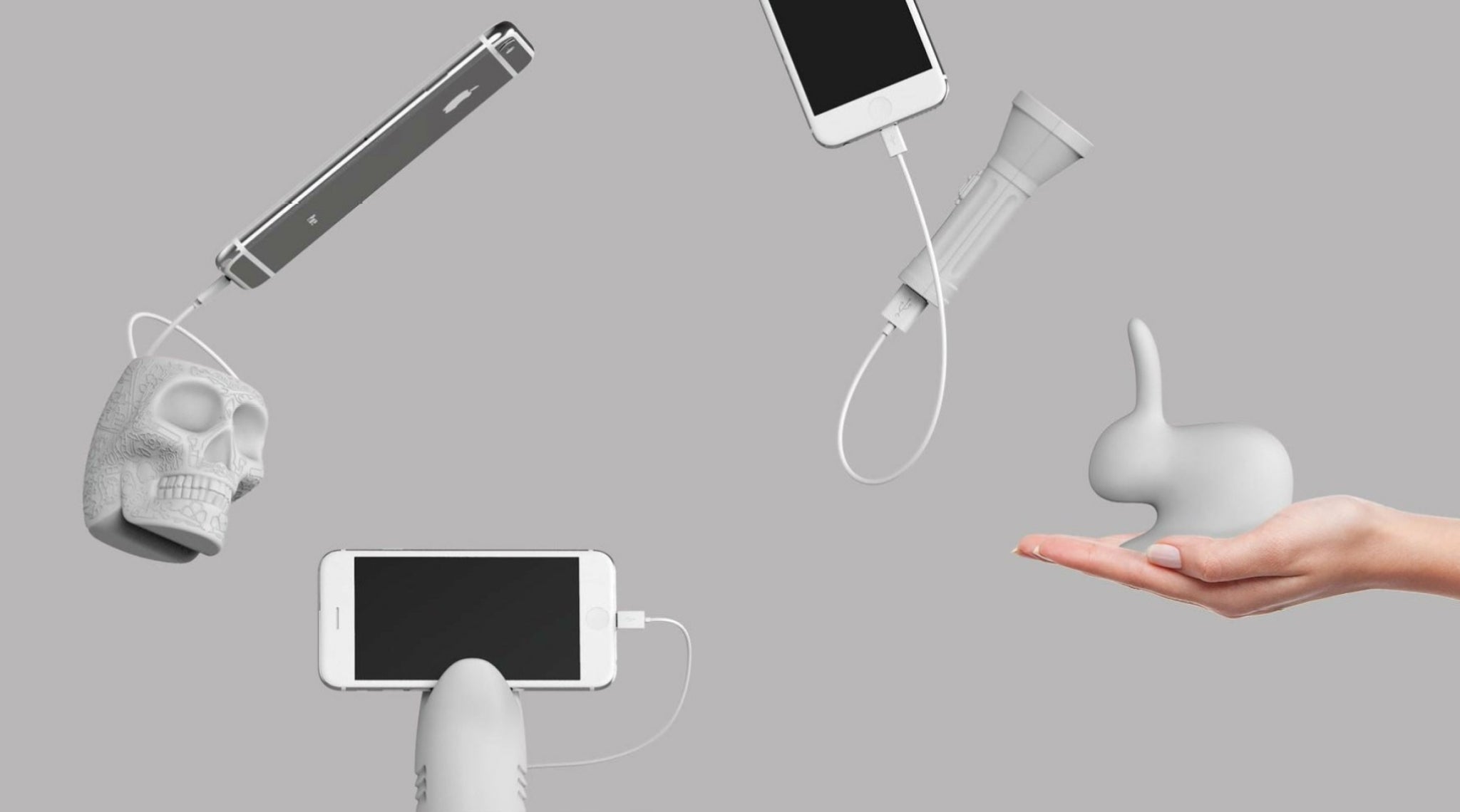 Qeeboo Mini Mexico Portable Charger - Stylish Grey 2600mAh Power Bank