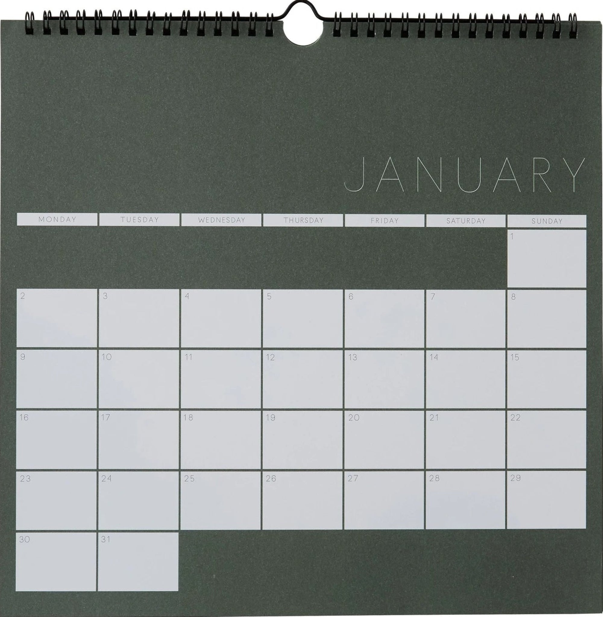 Design Letters Wall Calendar 2023, Myrtle Green