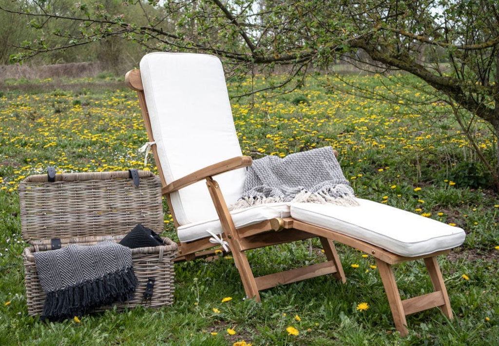 House Nordic Arrecife Cushion Deck Chair In Cotton, White