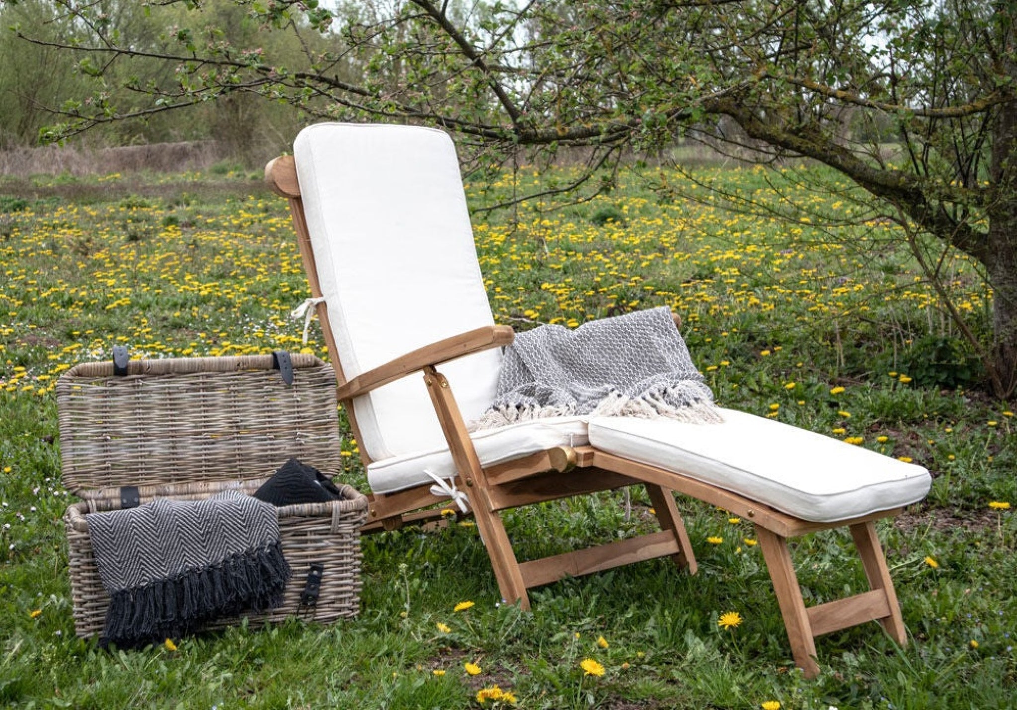 House Nordic Arrecife White Cotton Cushion for Deck Chair 197x55 cm