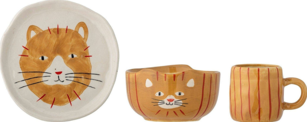 Bloomingville MINI Kittie Tableware Set, Brown, Stoneware