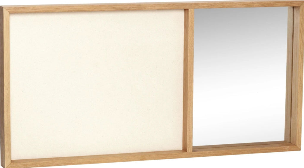 Modern Hübsch Combine Board with Mirror - Stylish Oak Bulletin Board