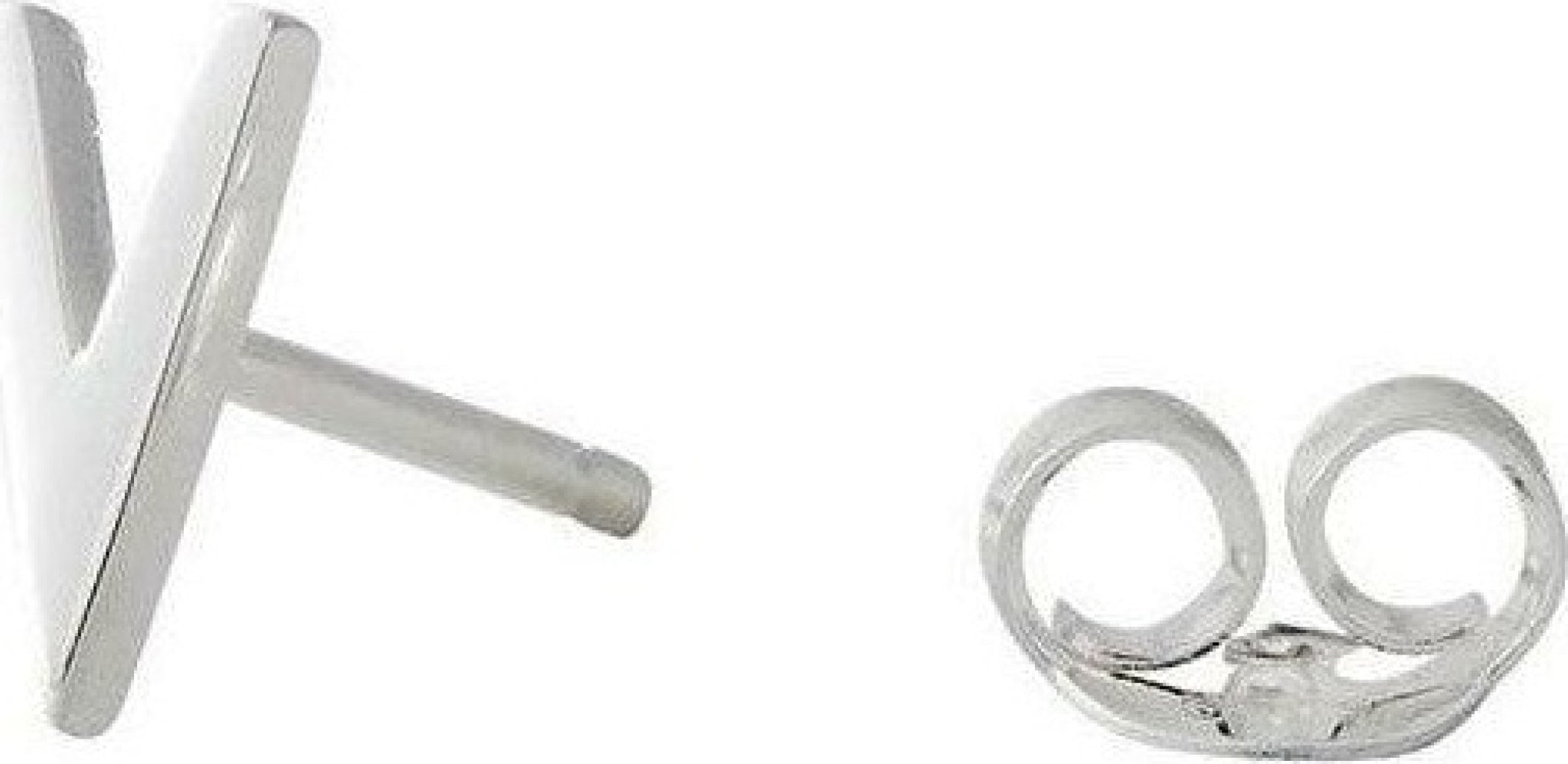Design Letters Earring with Letter, Silver, V
