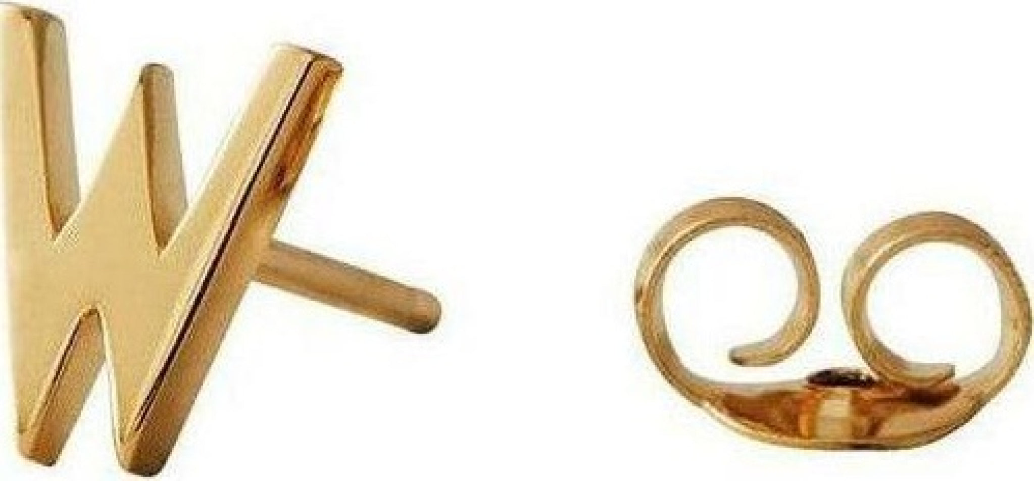 Design Letters Earring with Letter, Gold, W