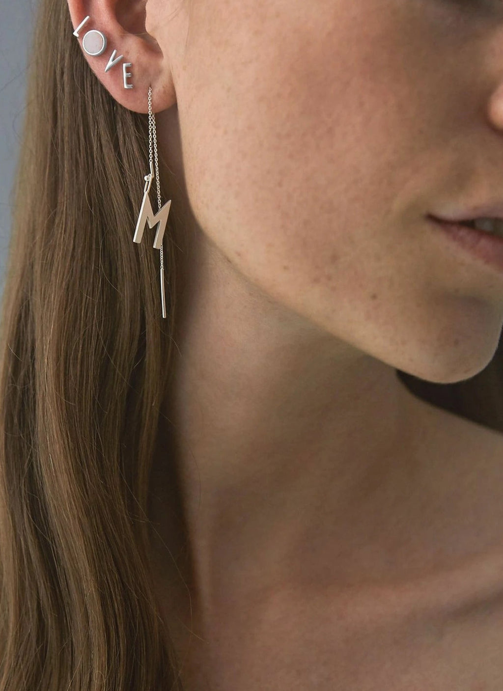 Design Letters Earring, Gold Plated